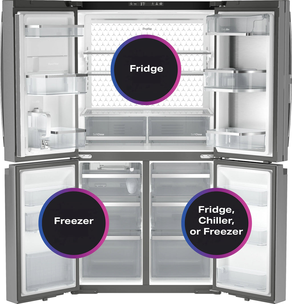 Profile Standard-Depth 28.3-Cu Ft 36-In Wide French Door Refrirator with Ice Maker ( Finrprint-Resistant Stainless Steel ) ENERGY STAR Certified