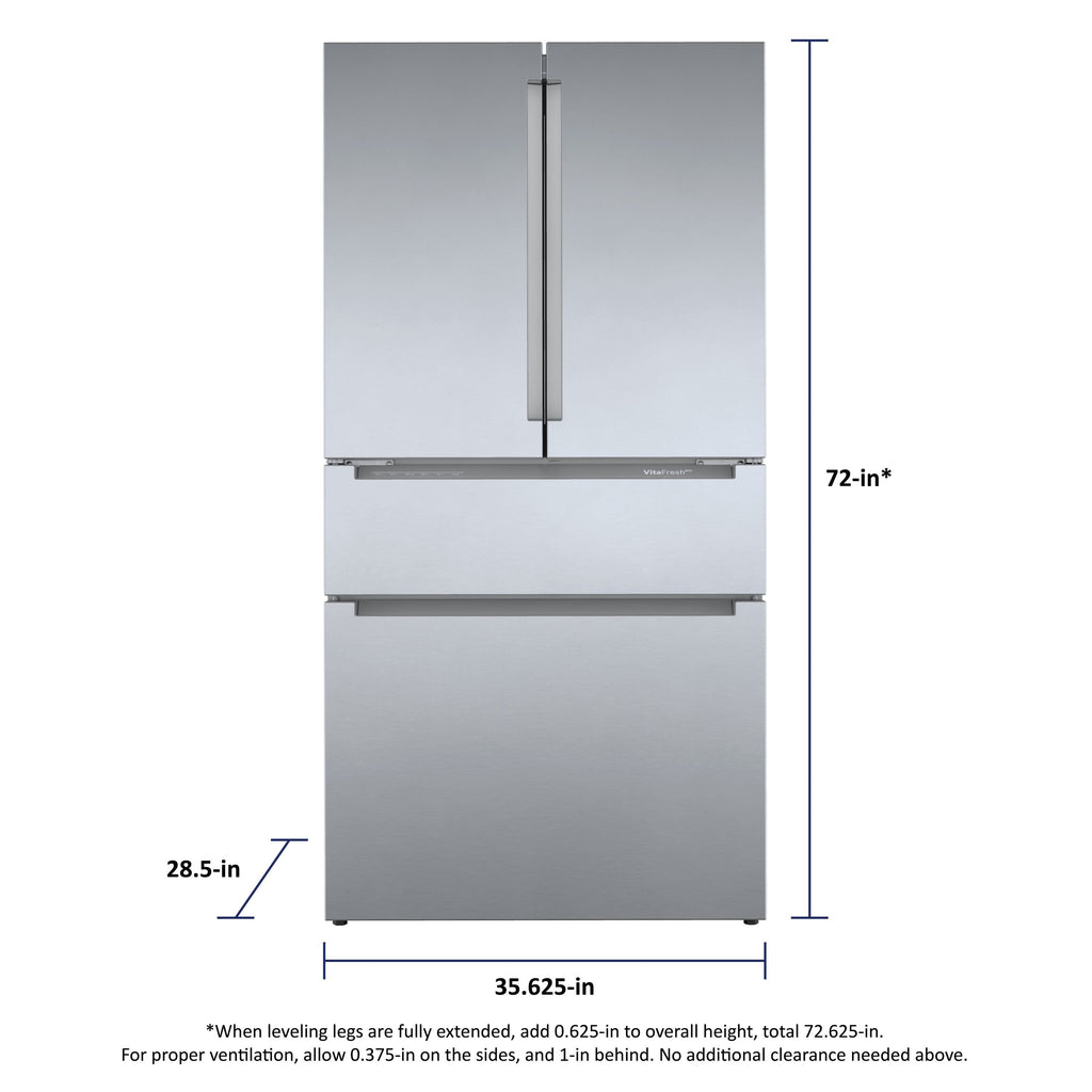 Counter-Depth 800 Series 21-Cu Ft 36-In Wide French Door Refrigerator with Ice Maker ( Stainless Steel ) ENERGY STAR Certified
