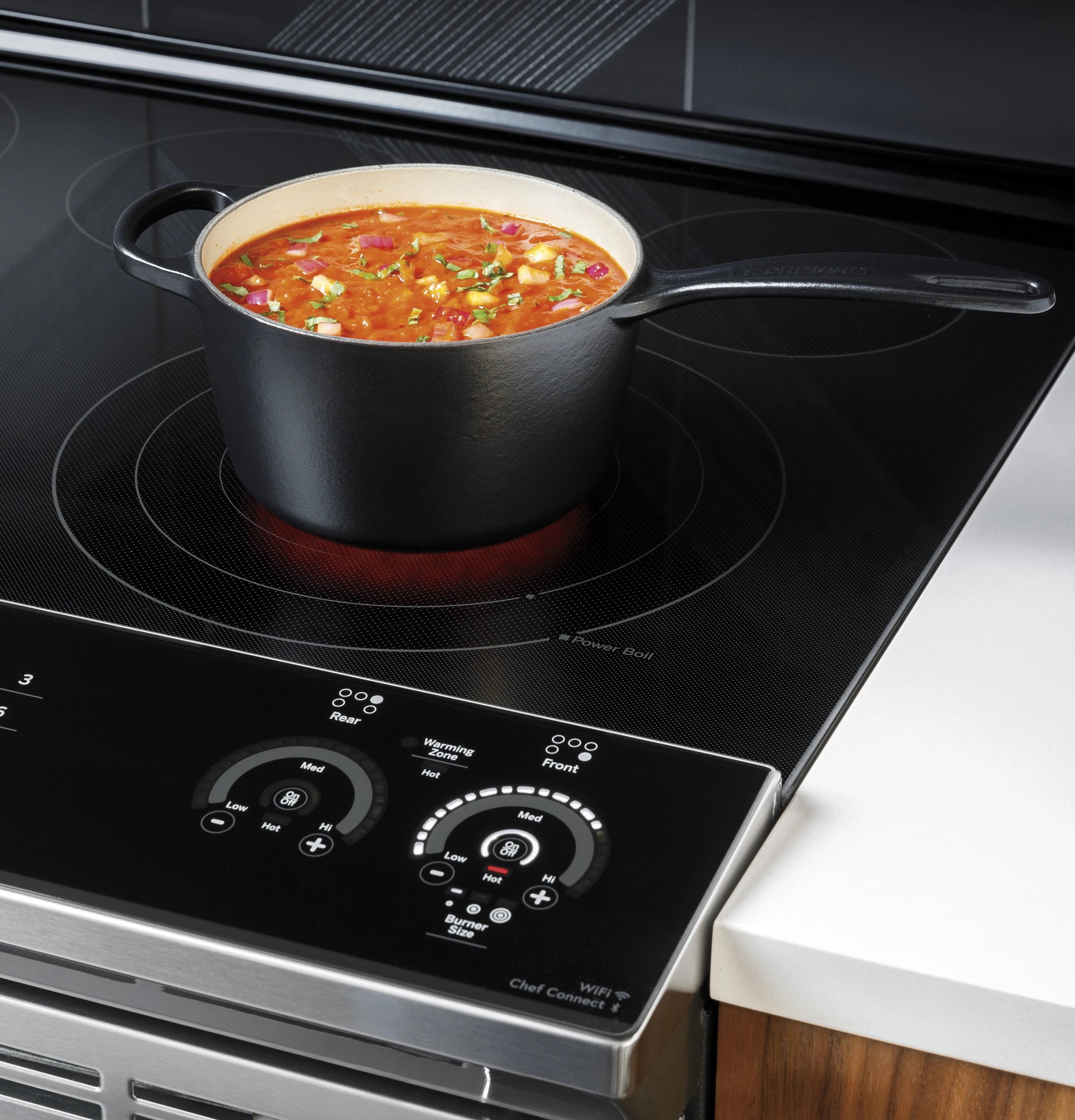 Profile 30-In Glass Top 5 Burners 4.4-Cu Ft / 2.2-Cu Ft Air Fry Convection Oven Slide-In Double Oven Electric Ran ( Finrprint Resistant Stainless Steel )