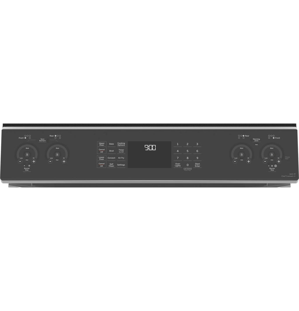 Profile 30-In Glass Top 5 Burners 4.4-Cu Ft / 2.2-Cu Ft Air Fry Convection Oven Slide-In Double Oven Electric Ran ( Finrprint Resistant Stainless Steel )