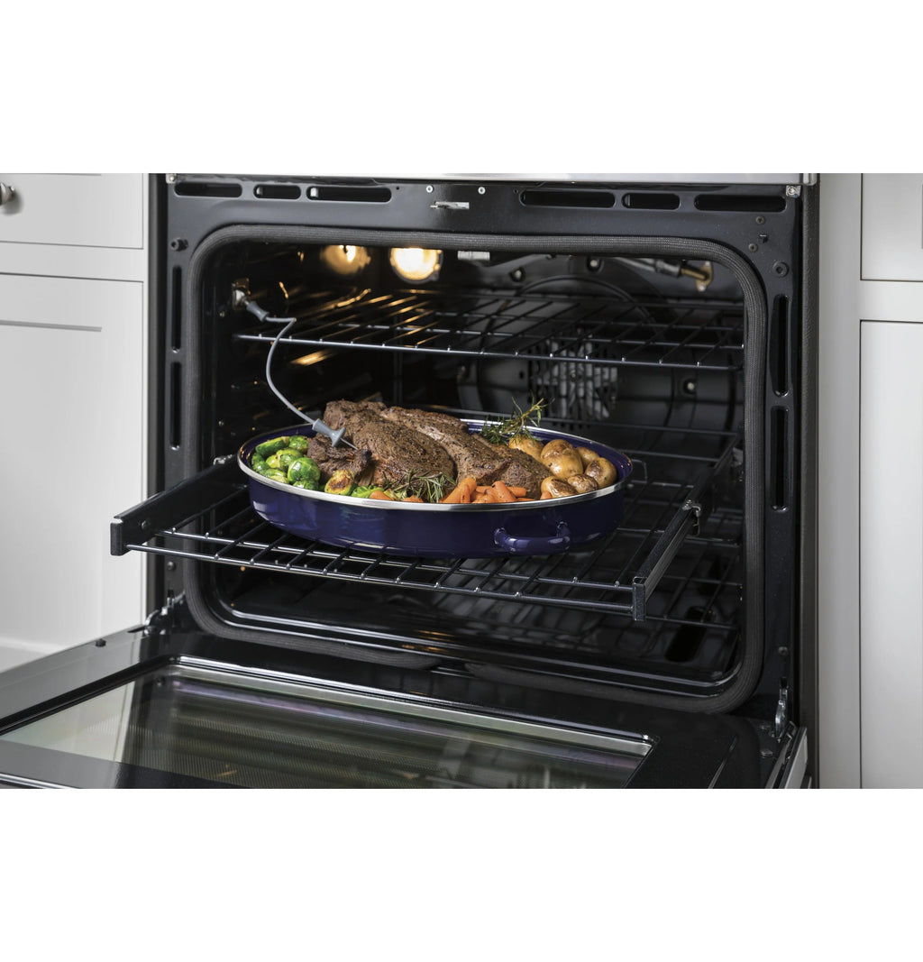Profile 30-In Glass Top 5 Burners 4.4-Cu Ft / 2.2-Cu Ft Air Fry Convection Oven Slide-In Double Oven Electric Ran ( Finrprint Resistant Stainless Steel )