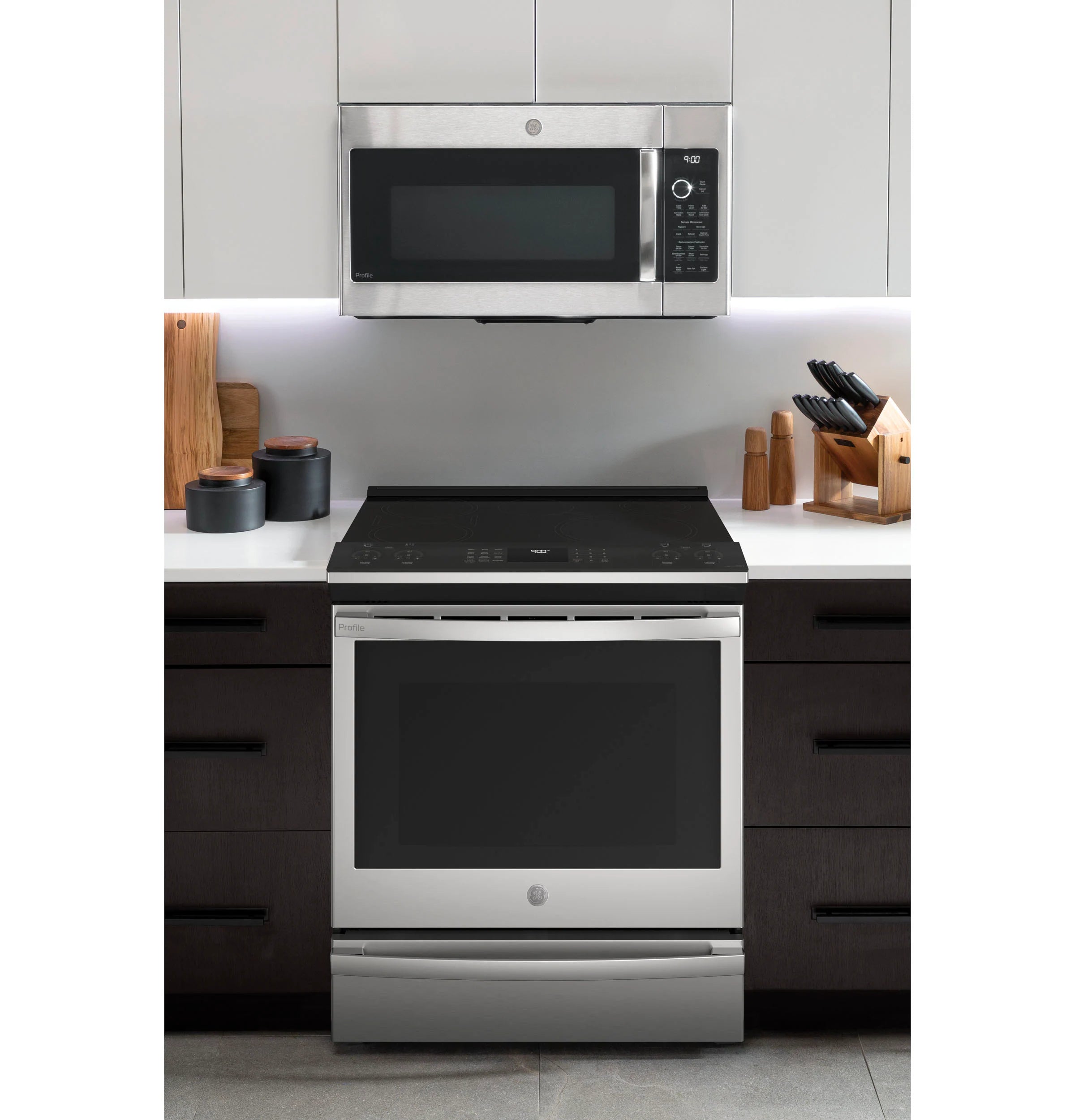 Profile 30-In 5 Burners 5.3-Cu Ft , Air Fry Convection Oven Slide-In Single Induction Ran ( Finrprint Resistant Stainless Steel )