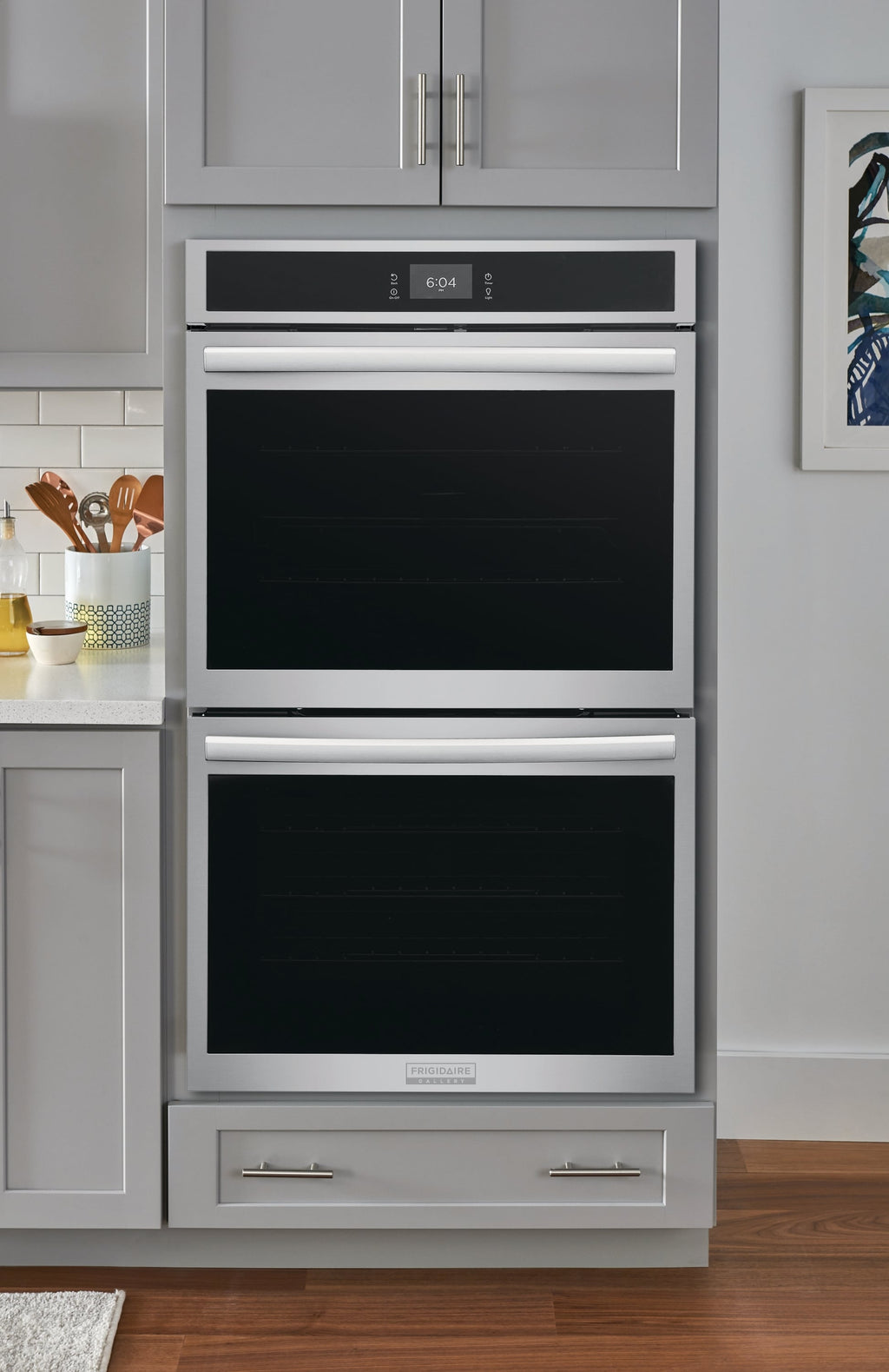 Gallery 27 Inch Double Electric Wall Oven with Air Fry Self + Steam Cleaning ( Fingerprint Resistant Stainless Steel )