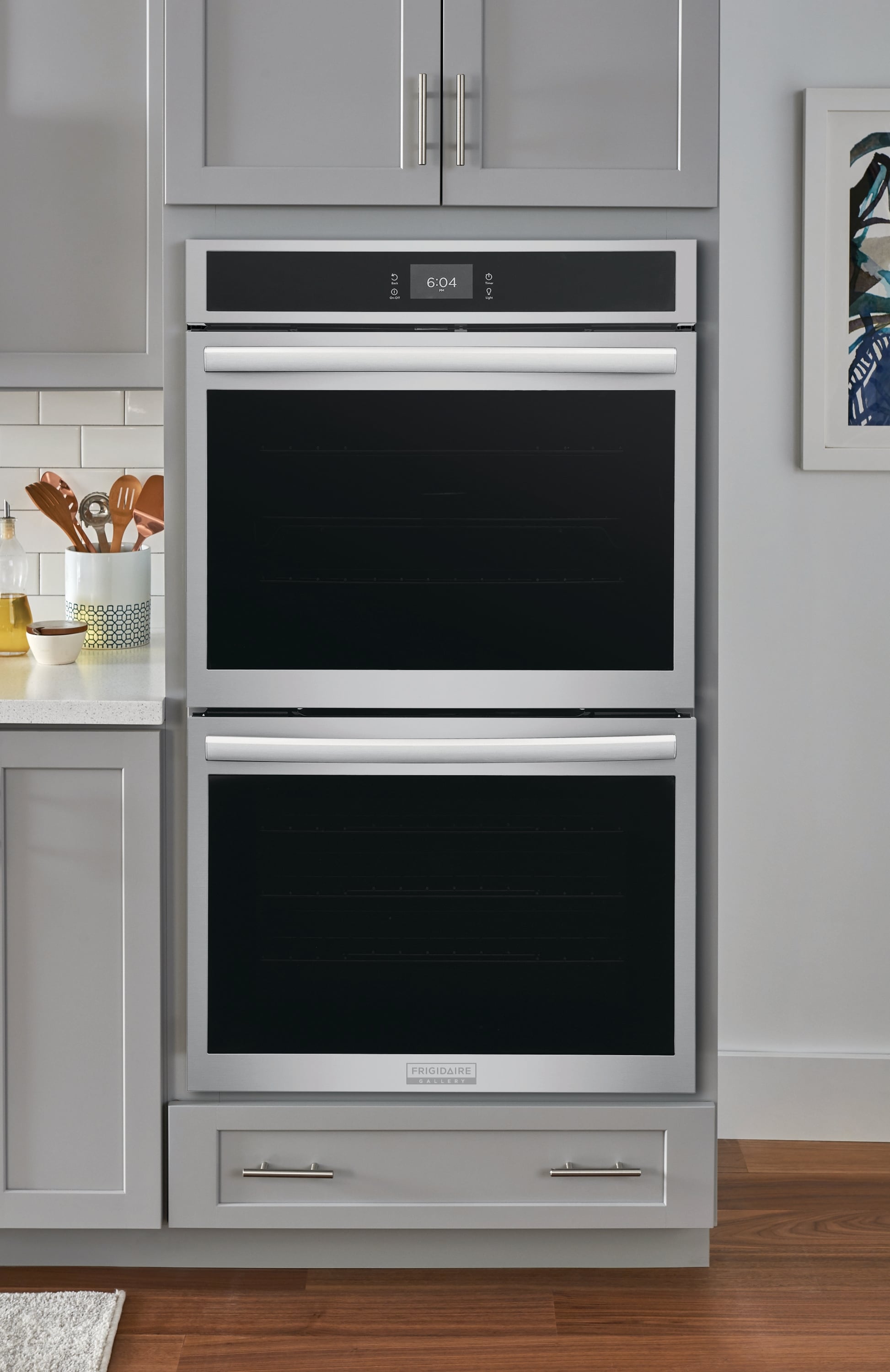 Gallery 27 Inch Double Electric Wall Oven with Air Fry Self + Steam Cleaning ( Fingerprint Resistant Stainless Steel )