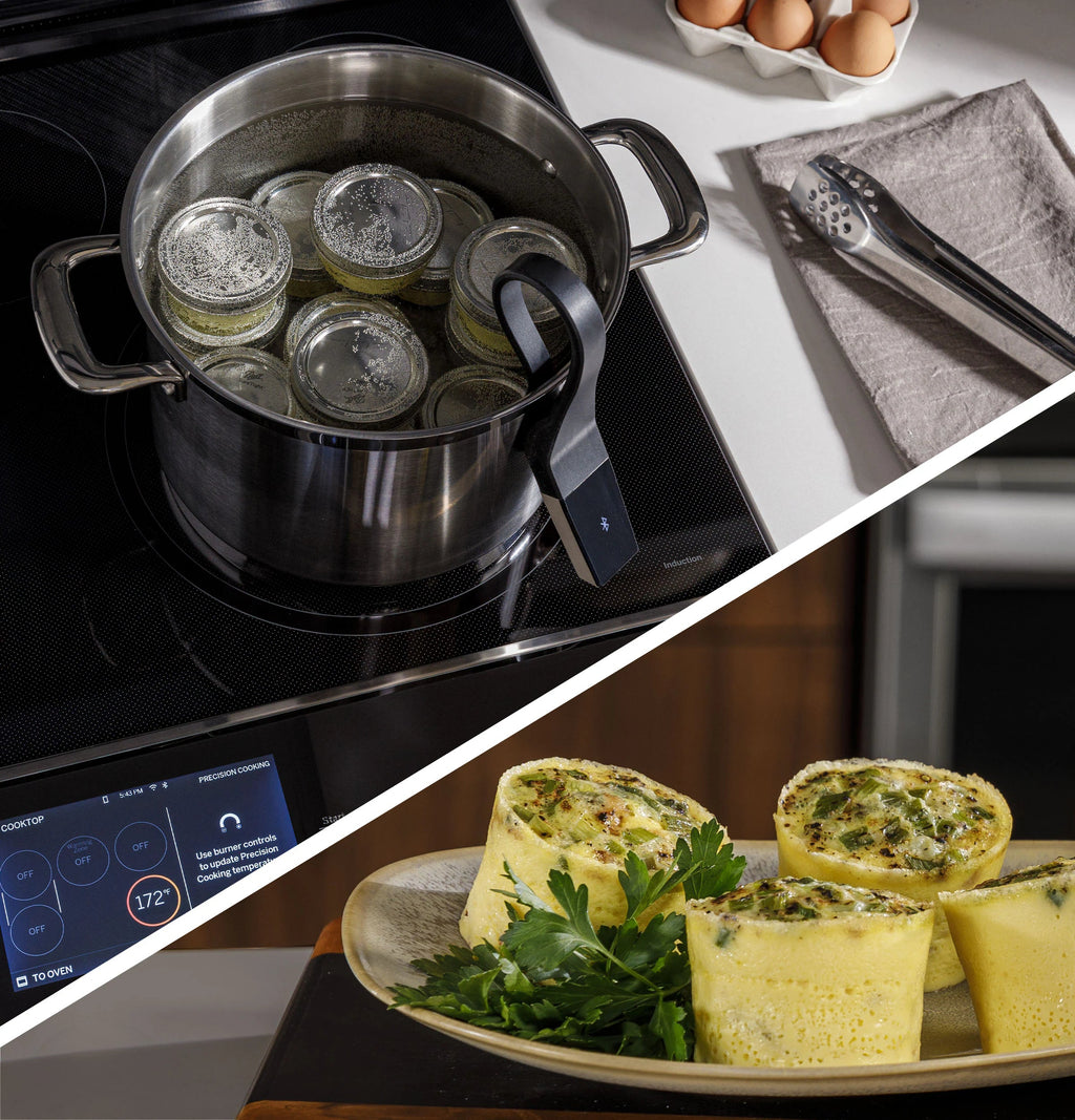 Profile 30-In 5 Burners 5.3-Cu Ft , Air Fry Convection Oven Slide-In Single Induction Ran ( Finrprint Resistant Stainless Steel )