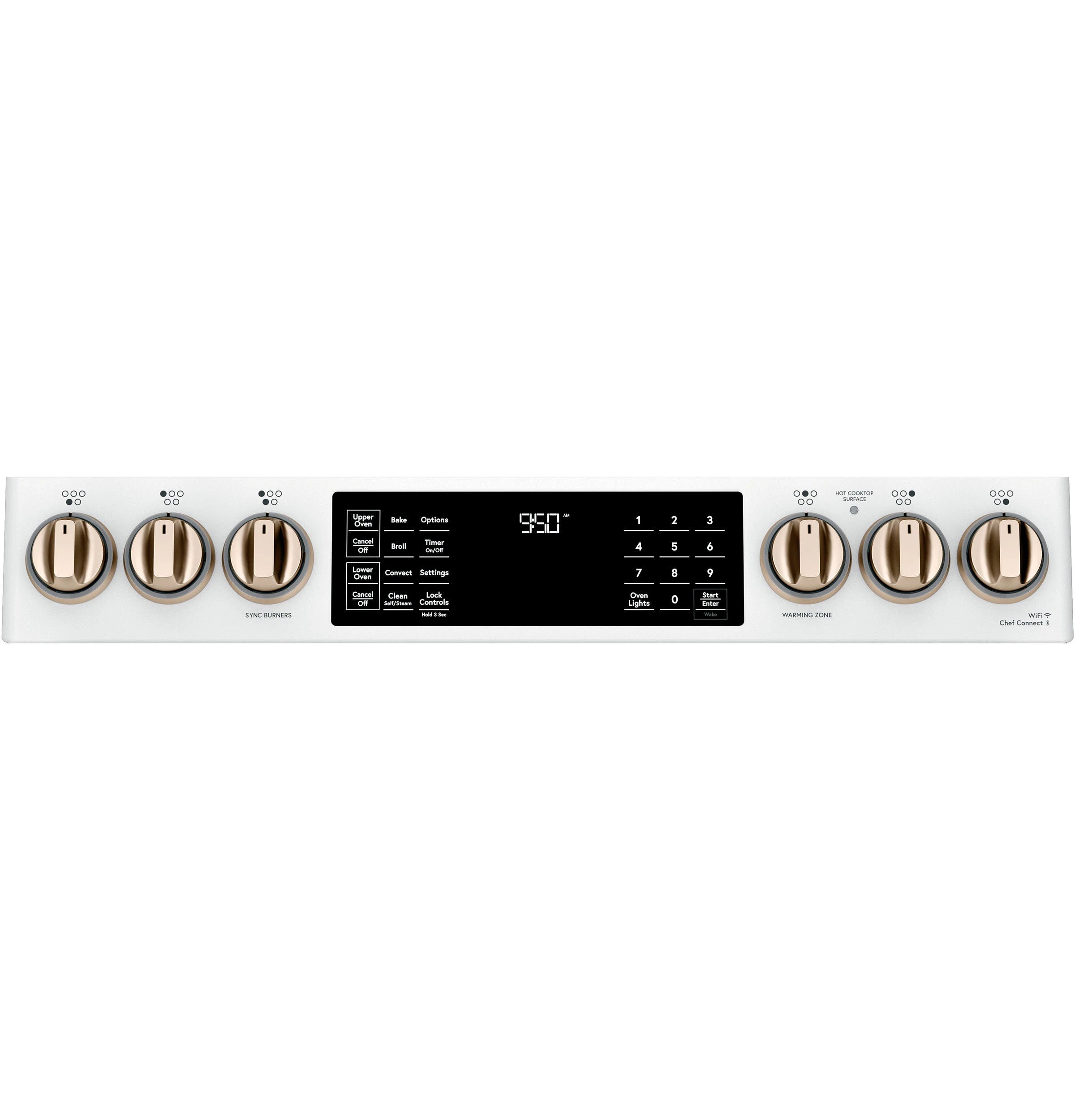 30-In 5 Burners 4.3-Cu Ft , 2.4-Cu Ft Air Fry Convection Oven Slide-In Double Induction Range ( Matte White with Brushed Bronze Handles )