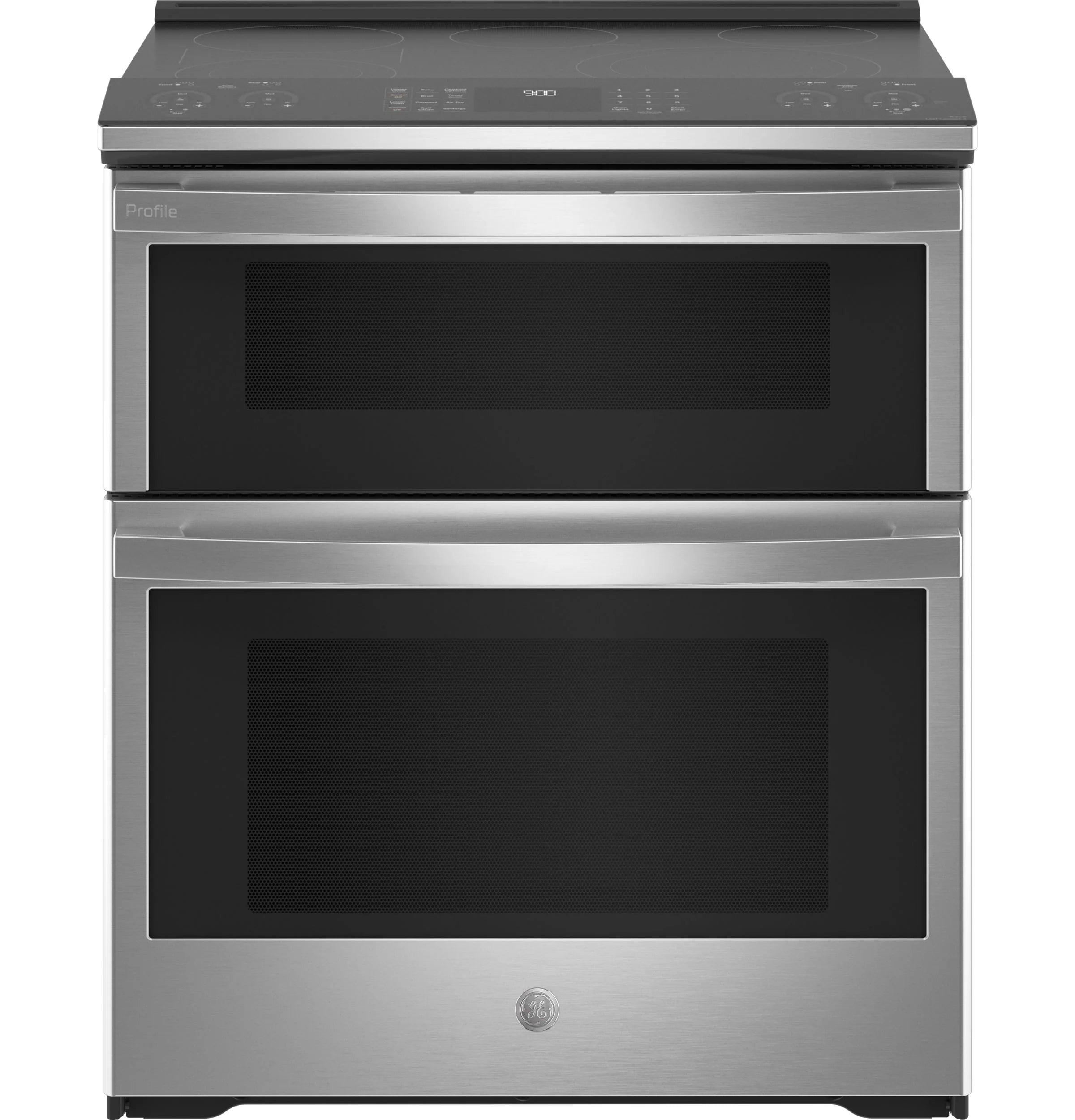 Profile 30-In Glass Top 5 Burners 4.4-Cu Ft / 2.2-Cu Ft Air Fry Convection Oven Slide-In Double Oven Electric Ran ( Finrprint Resistant Stainless Steel )