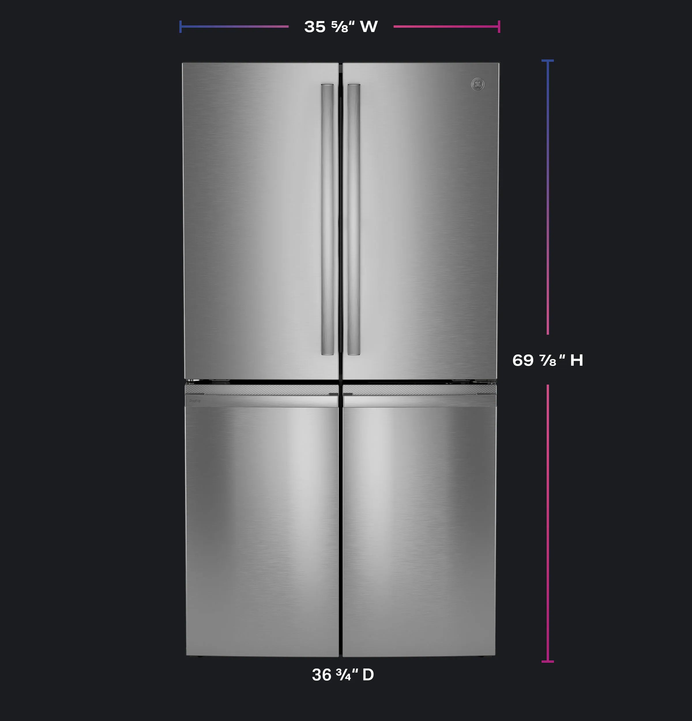 Profile Standard-Depth 28.3-Cu Ft 36-In Wide French Door Refrirator with Ice Maker ( Finrprint-Resistant Stainless Steel ) ENERGY STAR Certified