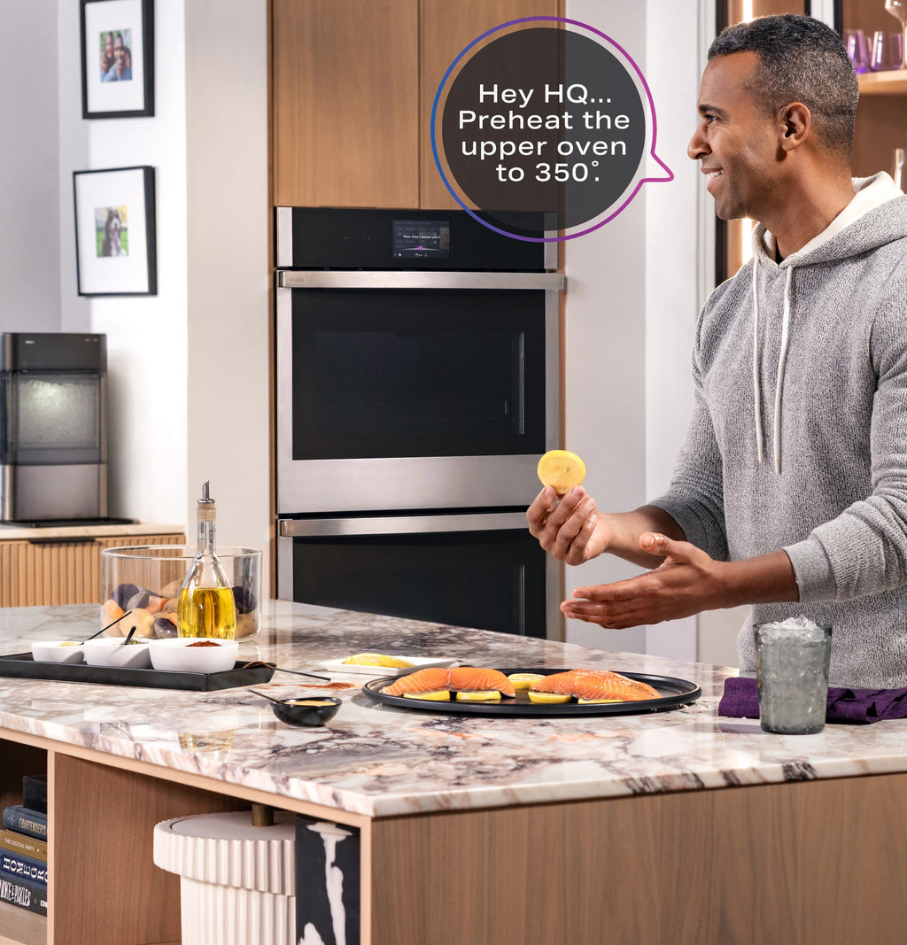 Profile 30 Inch Double Electric Wall Oven with Air Fry Self + Steam Cleaning ( Stainless Steel )