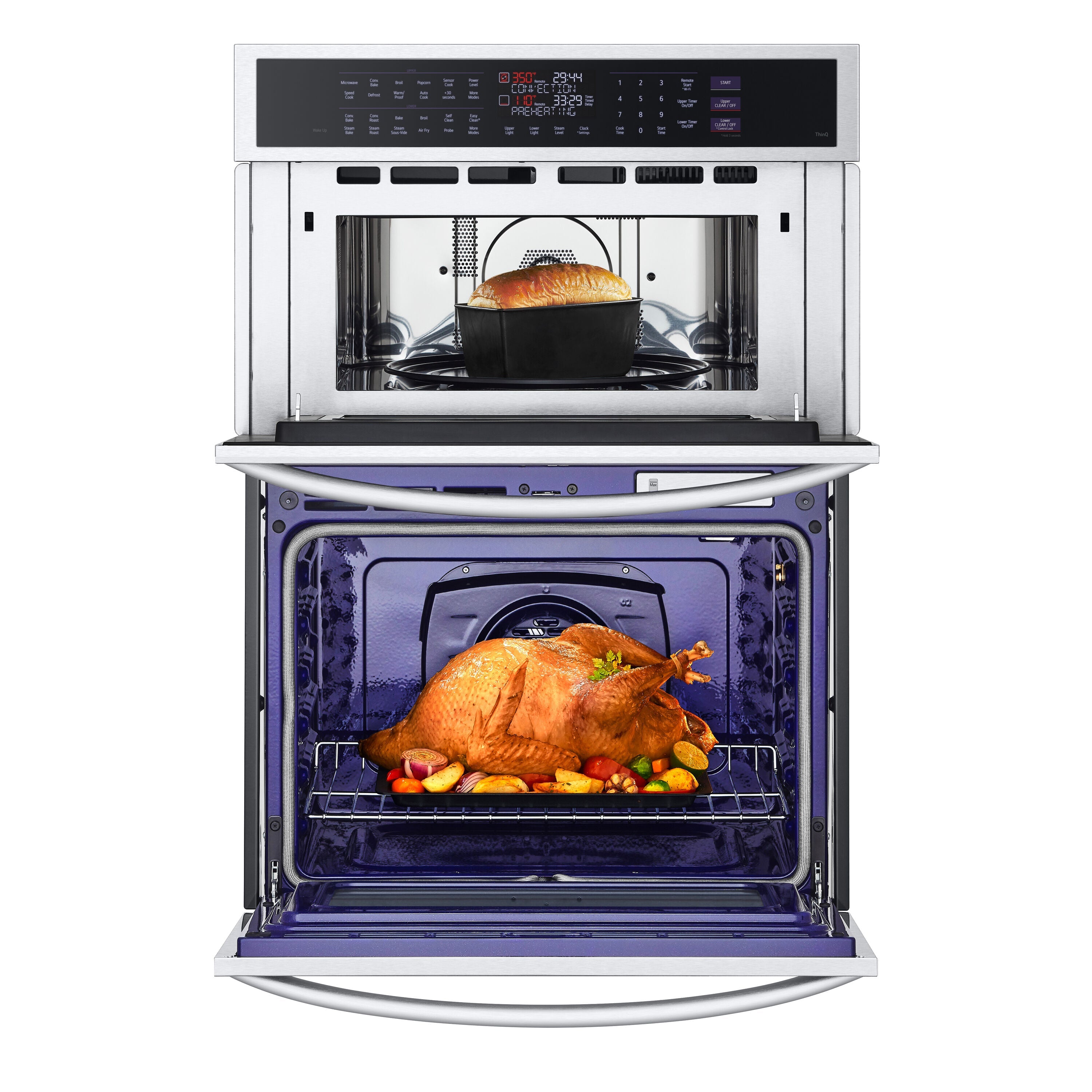 30 Inch Self-Cleaning Air Fry Smart Compatible Microwave Wall Oven Combo ( Printproof Stainless Steel )