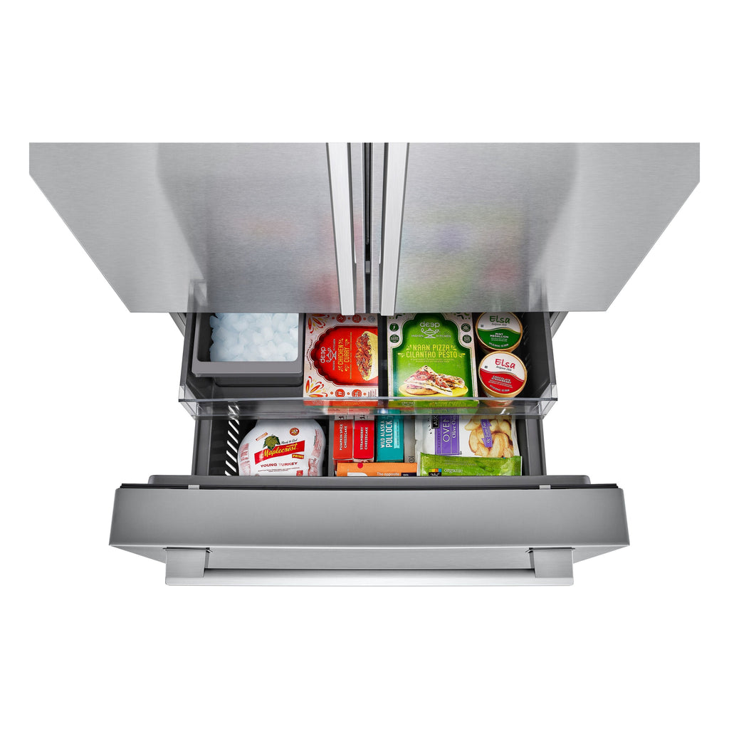 STUDIO Counter-Depth 26.5-Cu Ft 36-In Wide French Door Refrigerator with Ice Maker ( Printproof Stainless Steel ) ENERGY STAR Certified