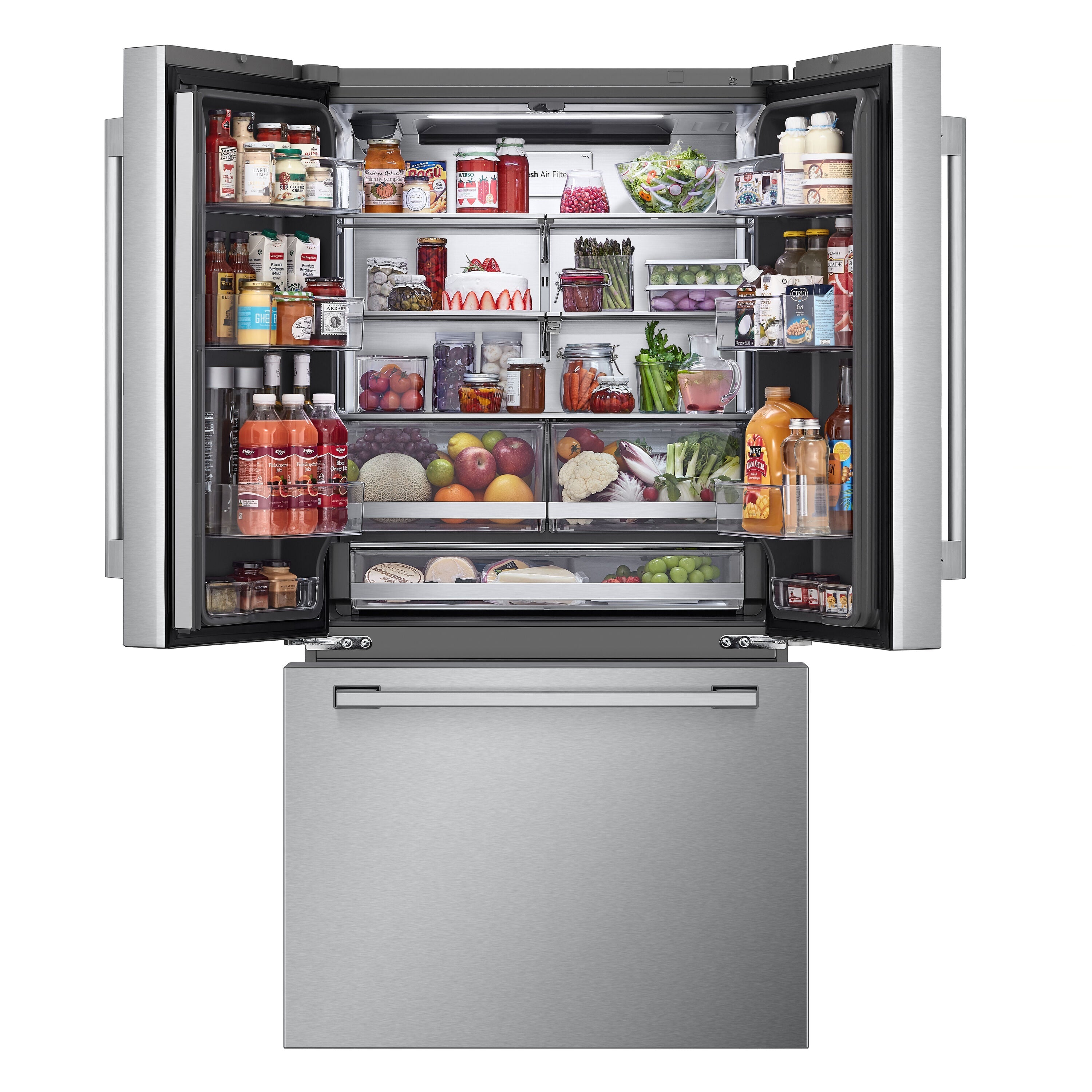 STUDIO Counter-Depth 26.5-Cu Ft 36-In Wide French Door Refrigerator with Ice Maker ( Printproof Stainless Steel ) ENERGY STAR Certified