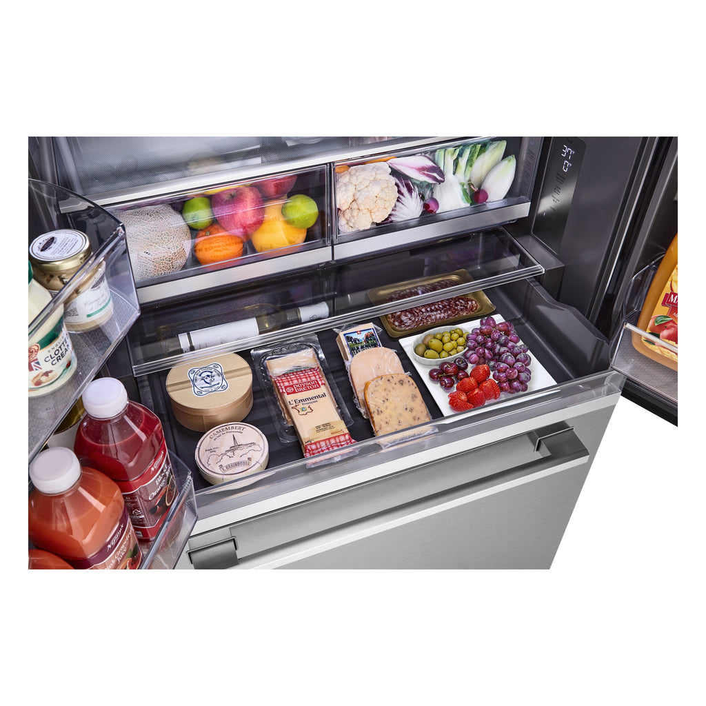 STUDIO Counter-Depth 26.5-Cu Ft 36-In Wide French Door Refrigerator with Ice Maker ( Printproof Stainless Steel ) ENERGY STAR Certified