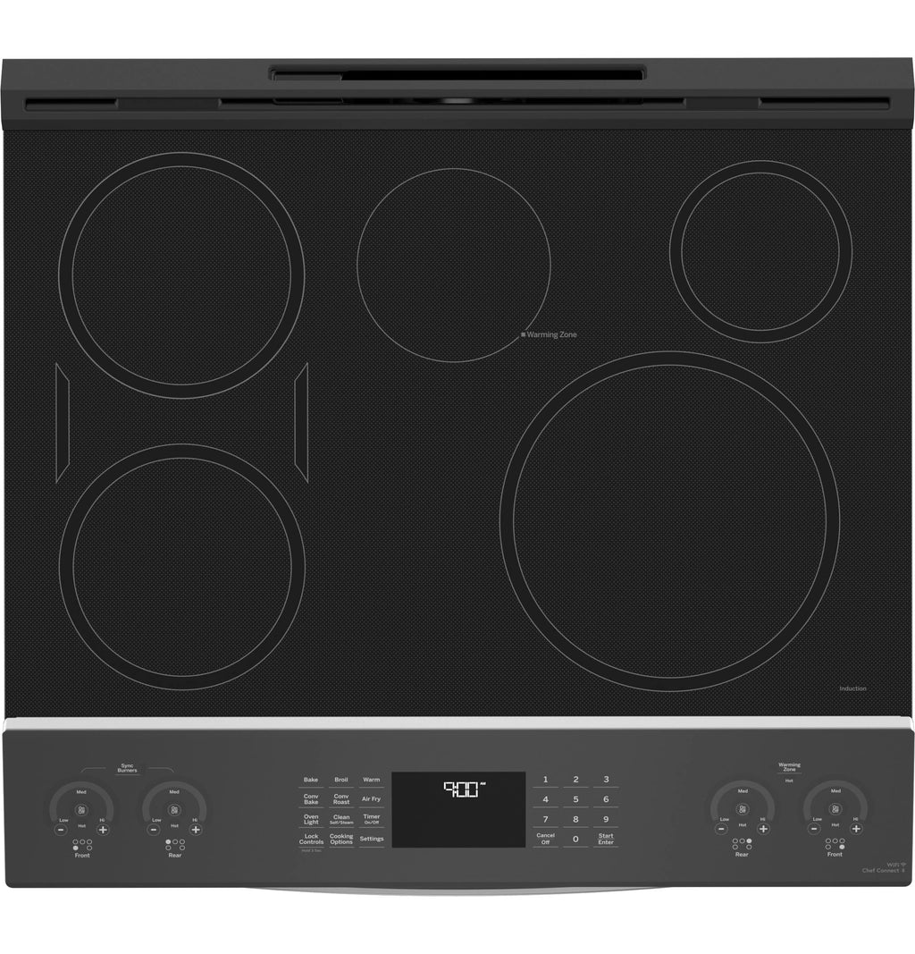 Profile 30-In 5 Burners 5.3-Cu Ft , Air Fry Convection Oven Slide-In Single Induction Ran ( Finrprint Resistant Stainless Steel )