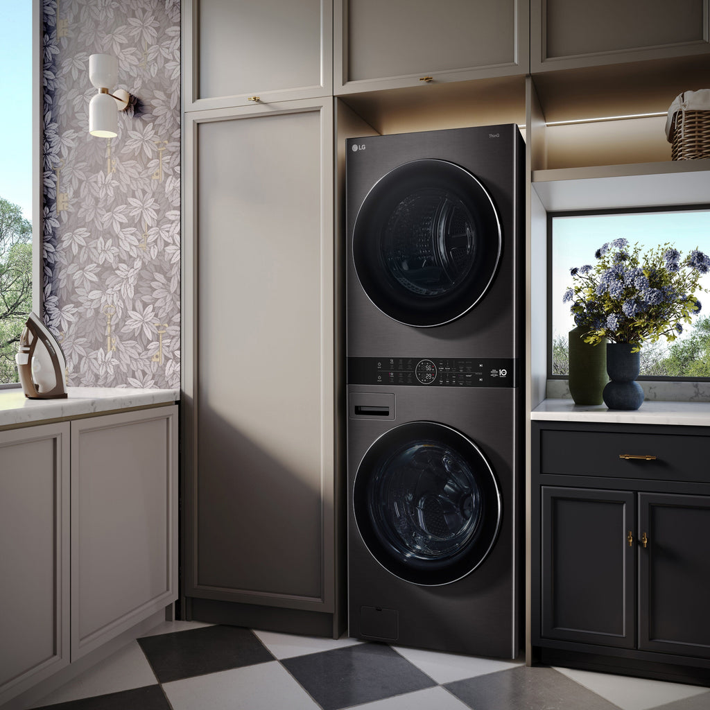Ventless Heat Pump Washtower 5-Cu Ft Front Load Washer and 7.8-Cu Ft Electric Dryer Stacked Laundry Center ( Black Steel )