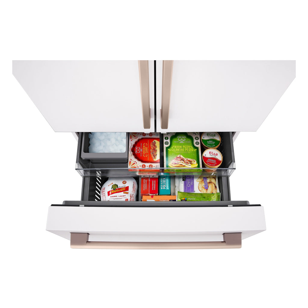 STUDIO Counter-Depth 26.5-Cu Ft 36-In Wide French Door Refrigerator with Ice Maker ( Essence White ) ENERGY STAR Certified