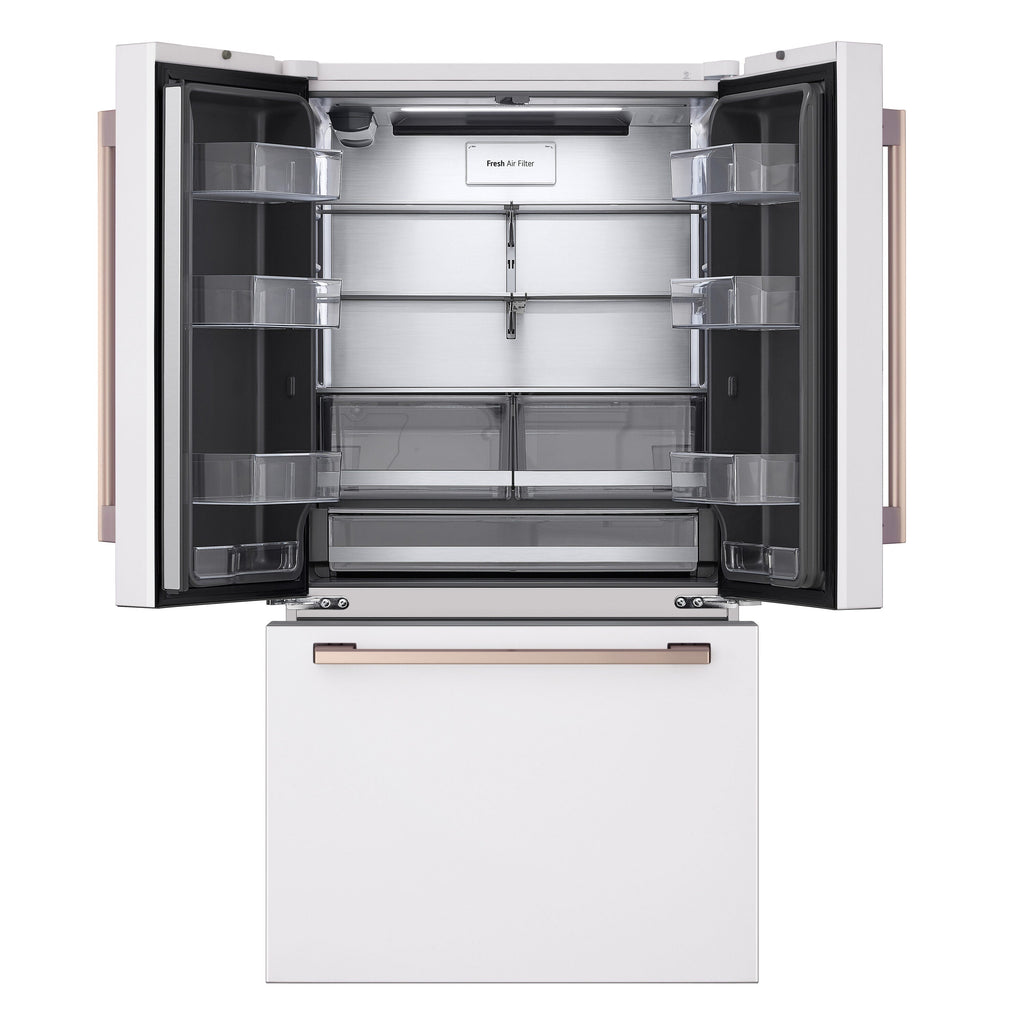 STUDIO Counter-Depth 26.5-Cu Ft 36-In Wide French Door Refrigerator with Ice Maker ( Essence White ) ENERGY STAR Certified