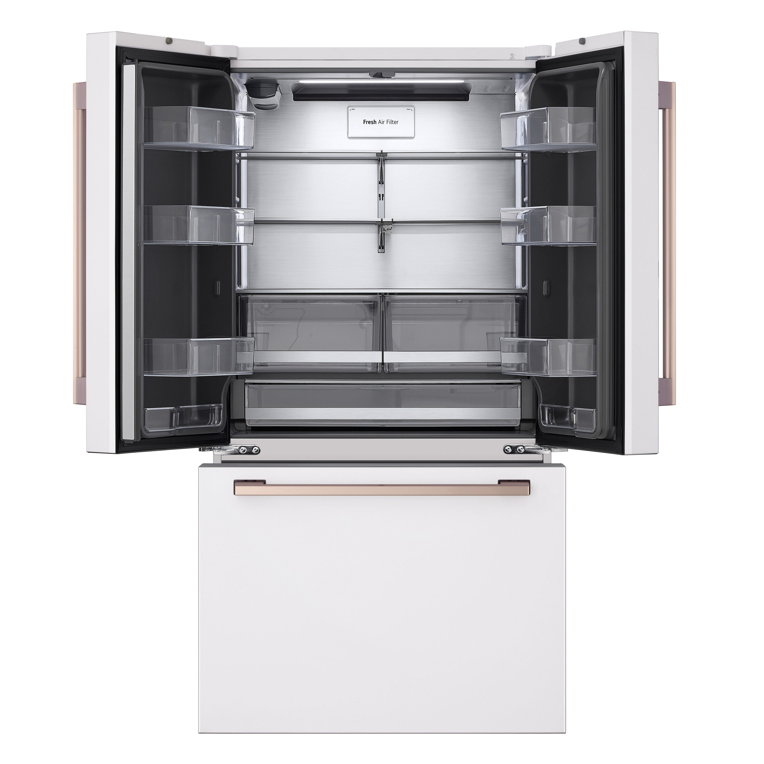 STUDIO Counter-Depth 26.5-Cu Ft 36-In Wide French Door Refrigerator with Ice Maker ( Essence White ) ENERGY STAR Certified