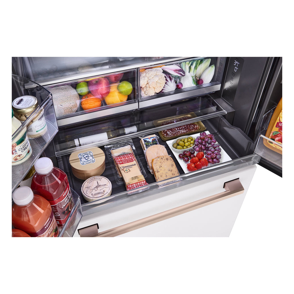 STUDIO Counter-Depth 26.5-Cu Ft 36-In Wide French Door Refrigerator with Ice Maker ( Essence White ) ENERGY STAR Certified