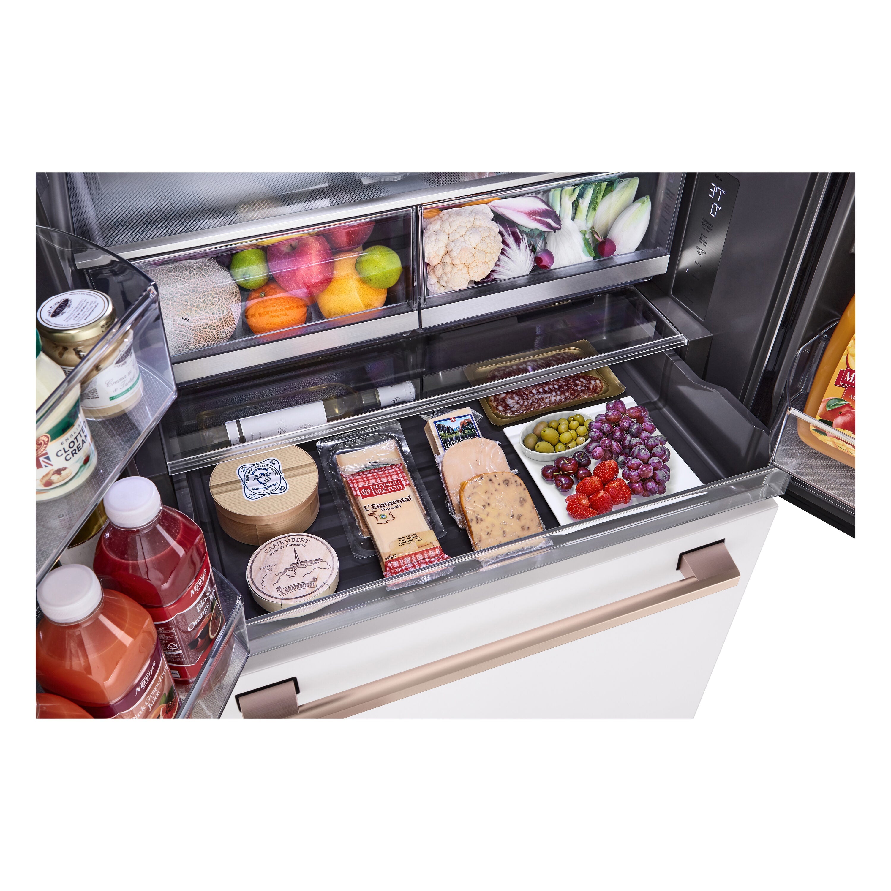 STUDIO Counter-Depth 26.5-Cu Ft 36-In Wide French Door Refrigerator with Ice Maker ( Essence White ) ENERGY STAR Certified
