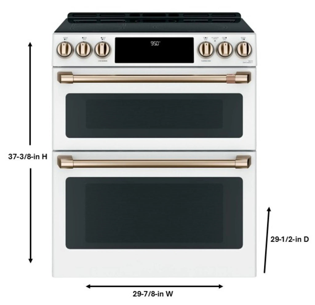 30-In 5 Burners 4.3-Cu Ft , 2.4-Cu Ft Air Fry Convection Oven Slide-In Double Induction Range ( Matte White with Brushed Bronze Handles )