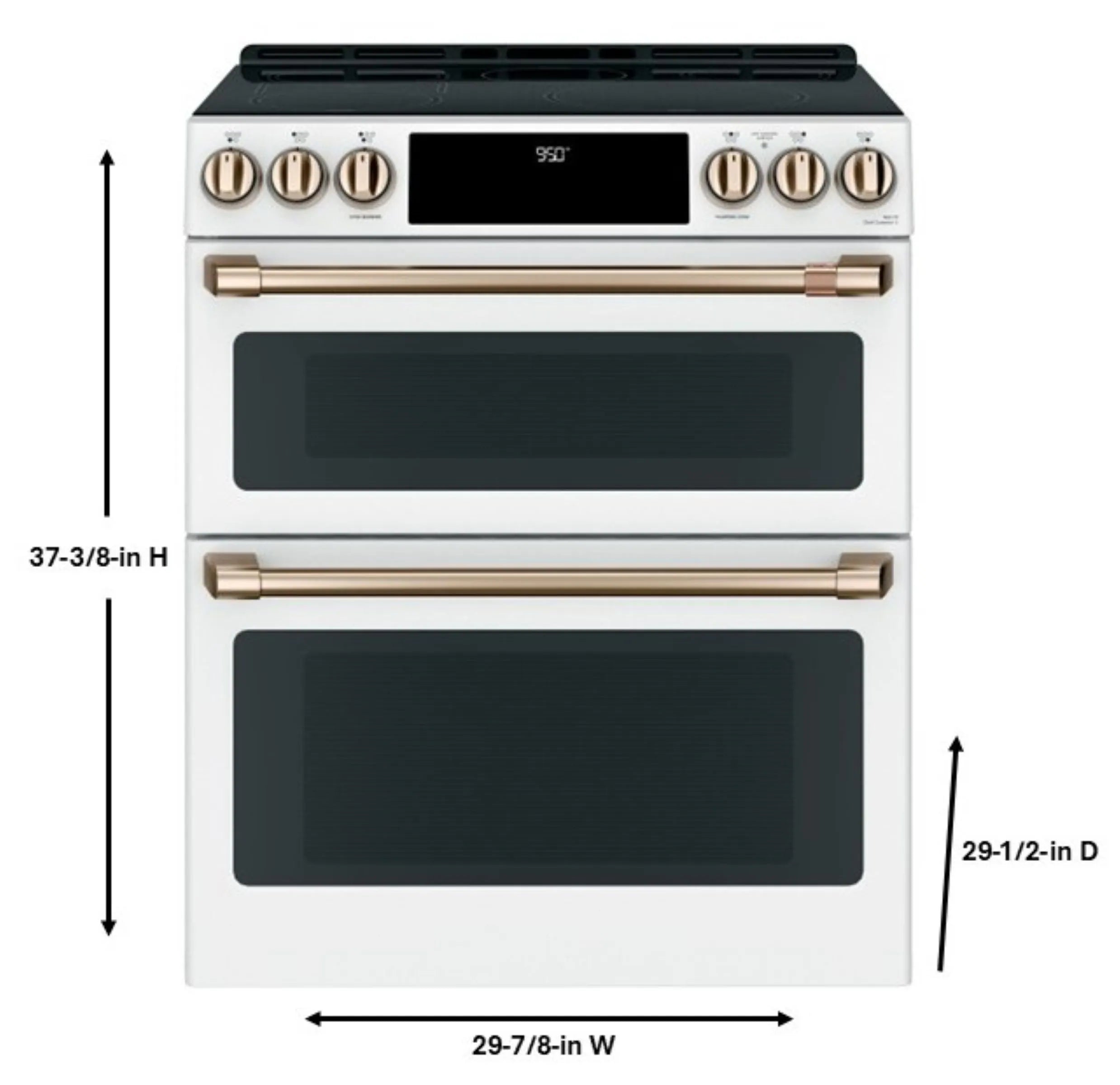 30-In 5 Burners 4.3-Cu Ft , 2.4-Cu Ft Air Fry Convection Oven Slide-In Double Induction Range ( Matte White with Brushed Bronze Handles )