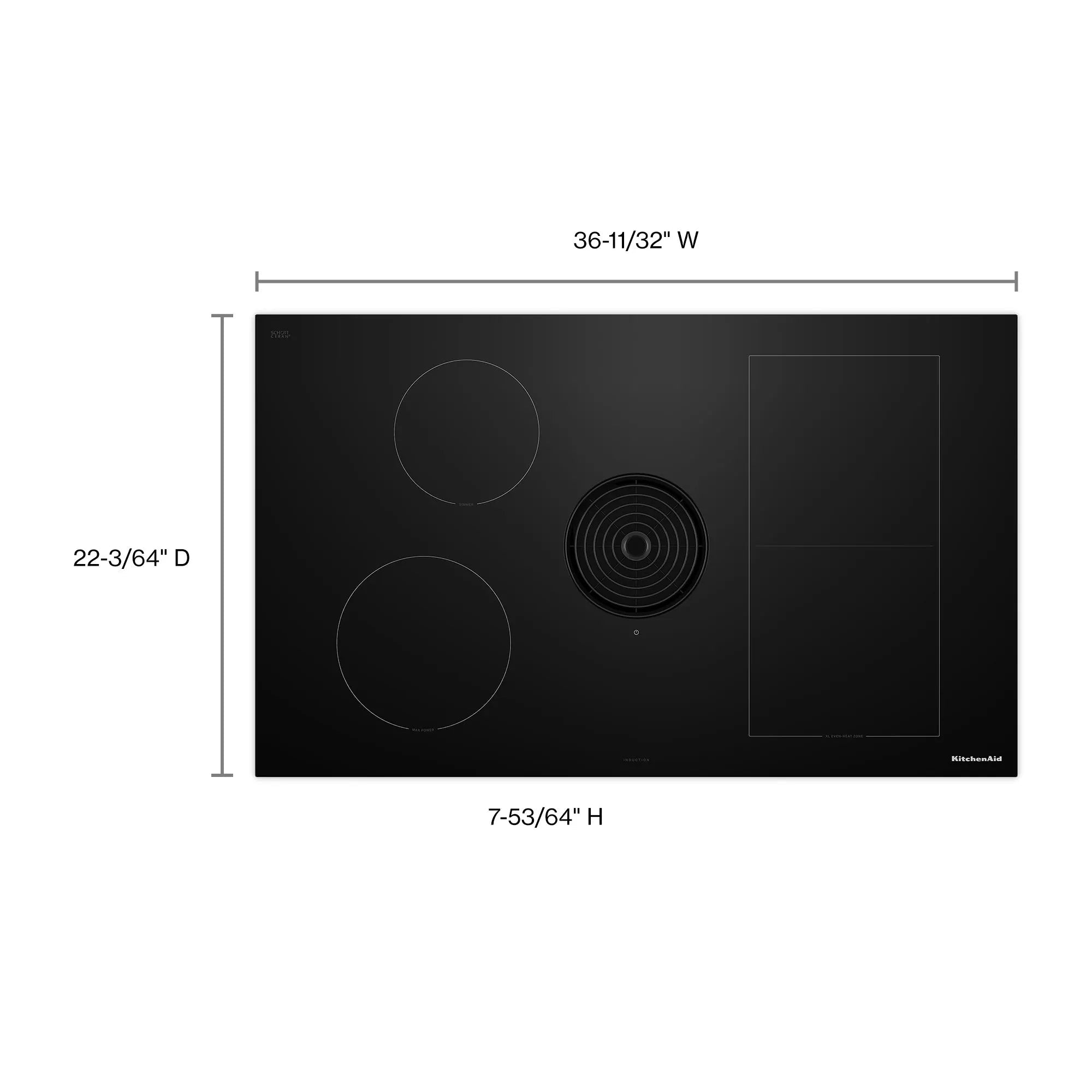 36-In 4 Burners Black Induction Cooktop