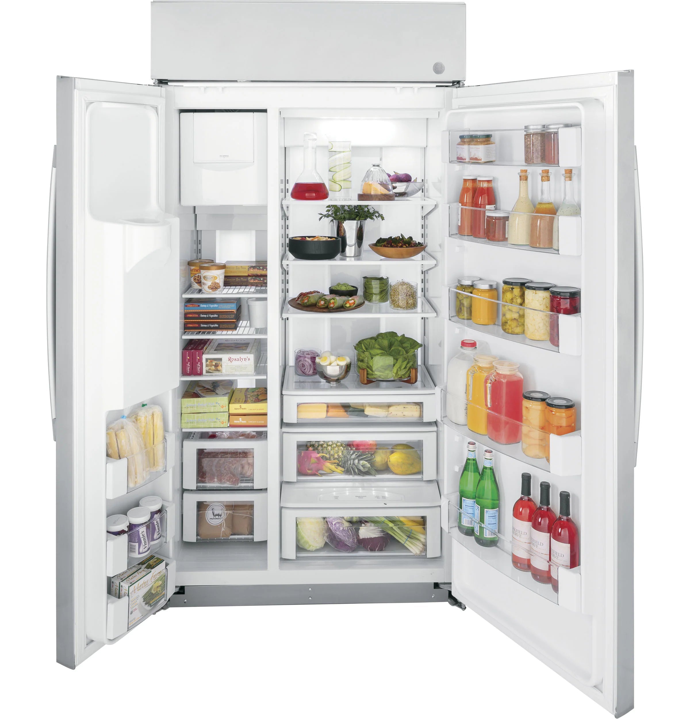 Profile 24.5-Cu Ft Counter-Depth 42-In Wide Side-By-Side Refrirator Built-In Smart Compatible with Ice Maker ,Water and Ice Dispenser ( Stainless Steel )