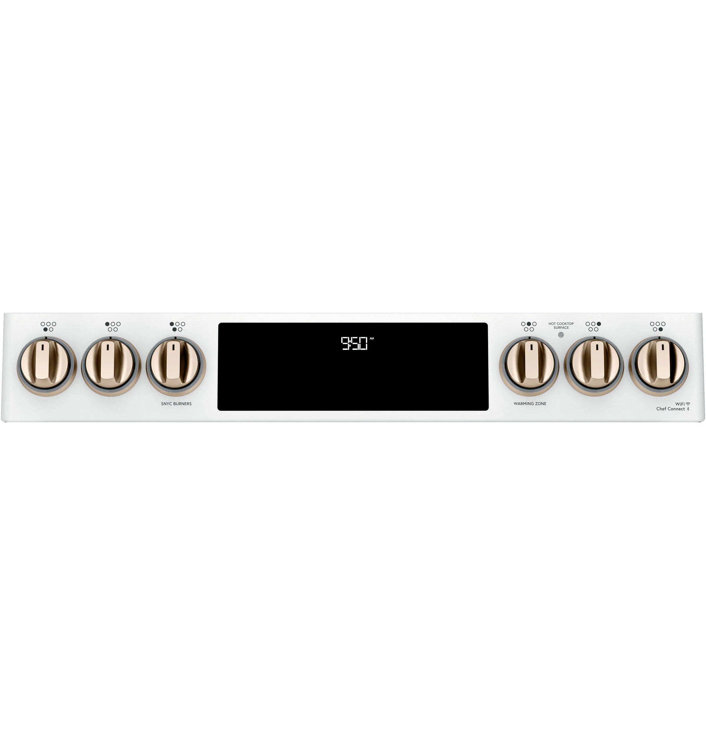 30-In 5 Burners 4.3-Cu Ft , 2.4-Cu Ft Air Fry Convection Oven Slide-In Double Induction Range ( Matte White with Brushed Bronze Handles )