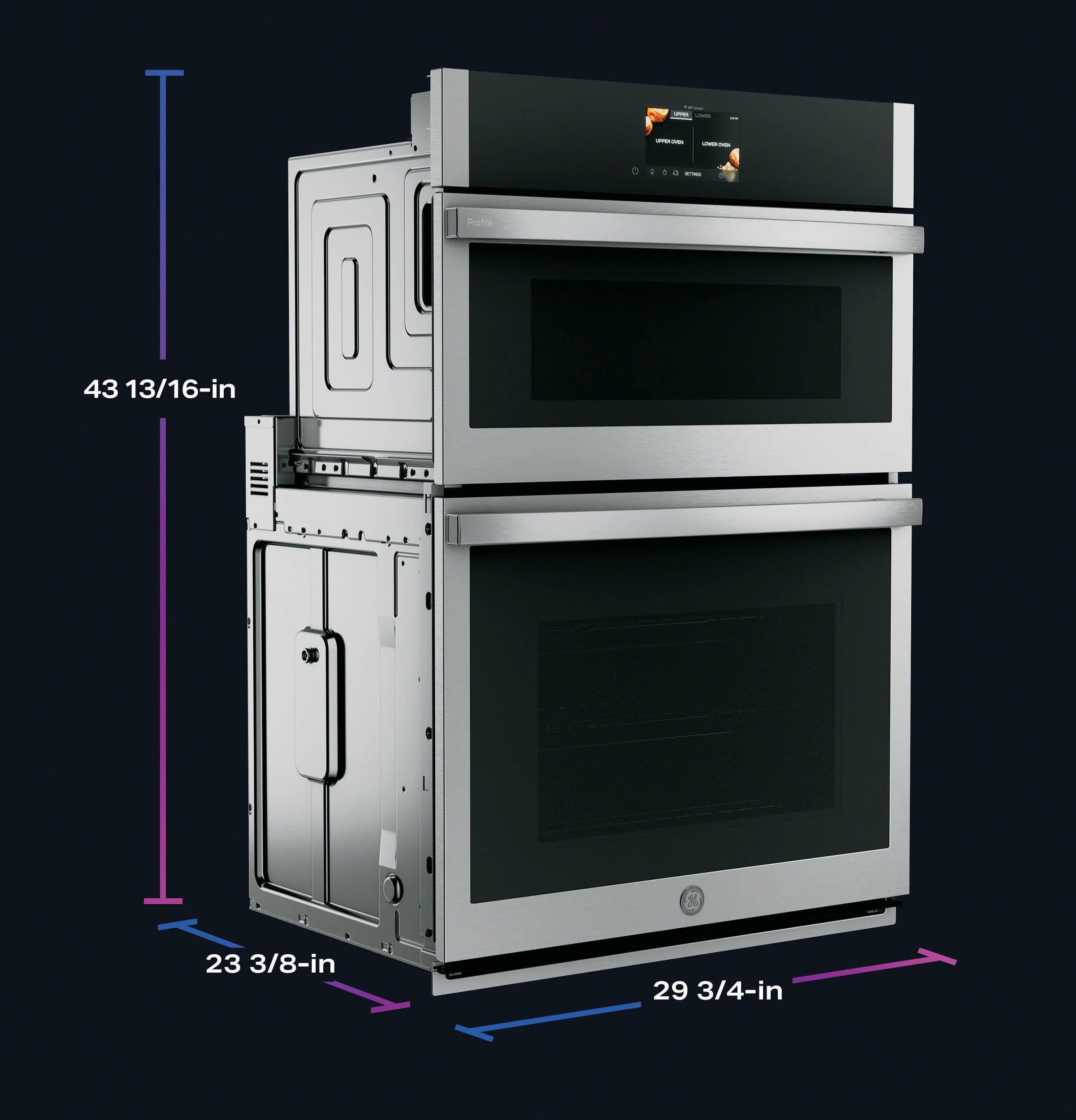 Profile 30 Inch Self + Steam Cleaning Air Fry Microwave Wall Oven Combo ( Stainless Steel )