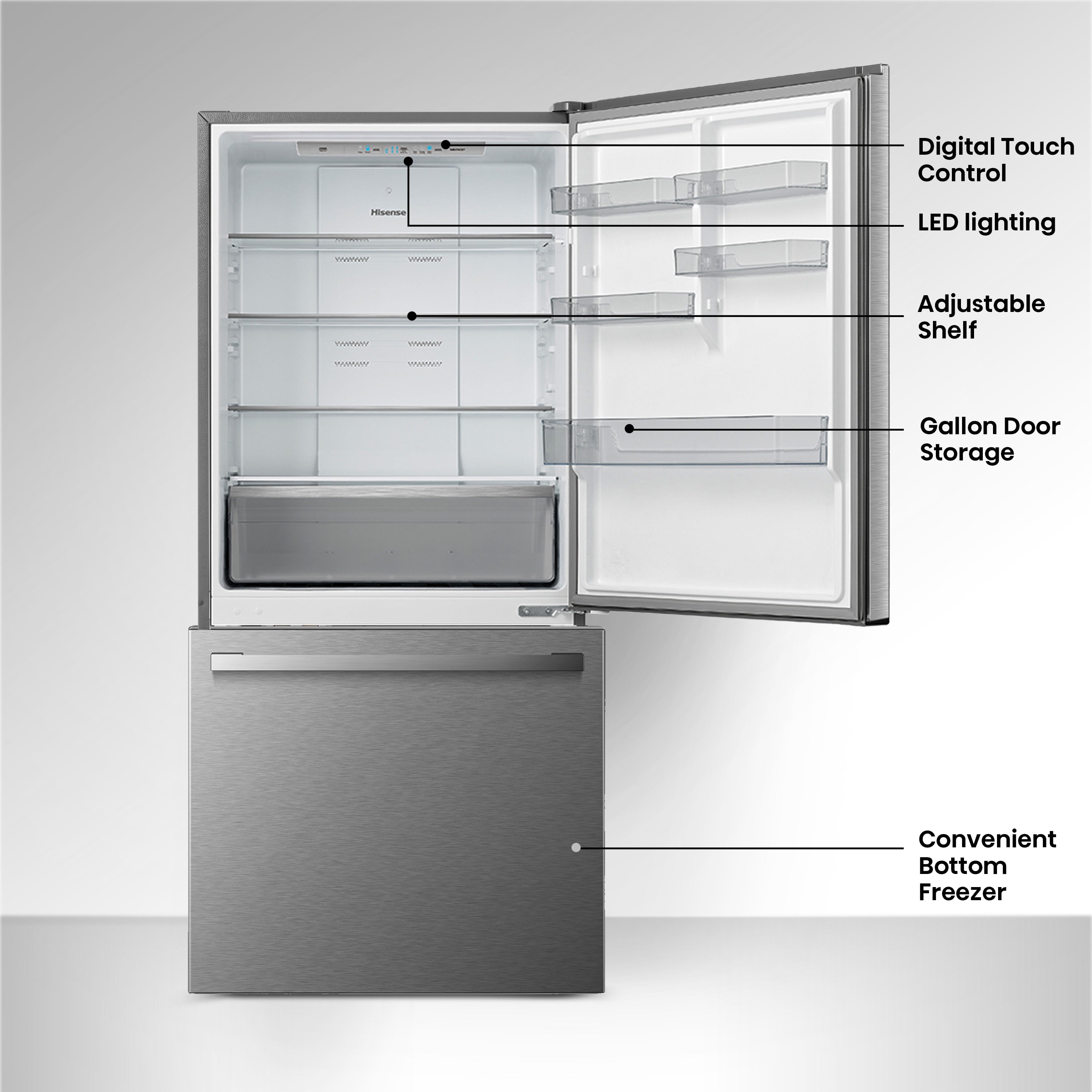 Purespace 17.2-Cu Ft Counter-Depth 32-In Wide Bottom-Freezer Refrigerator Fingerprint Resistant Stainless Steel ) ENERGY STAR Certified