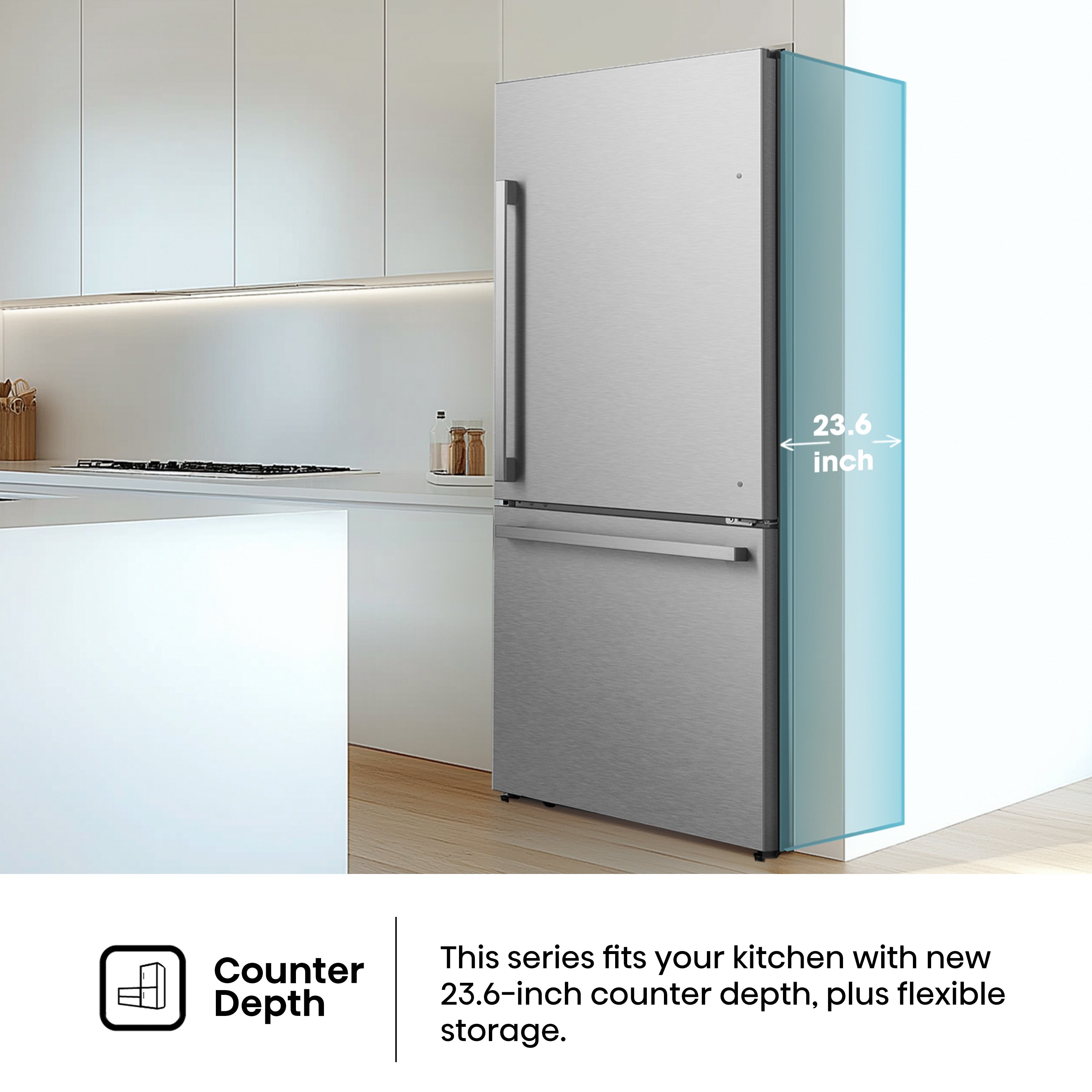 Purespace 17.2-Cu Ft Counter-Depth 32-In Wide Bottom-Freezer Refrigerator Fingerprint Resistant Stainless Steel ) ENERGY STAR Certified