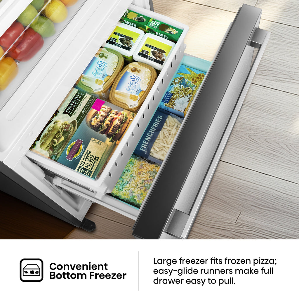 Purespace 17.2-Cu Ft Counter-Depth 32-In Wide Bottom-Freezer Refrigerator Fingerprint Resistant Stainless Steel ) ENERGY STAR Certified