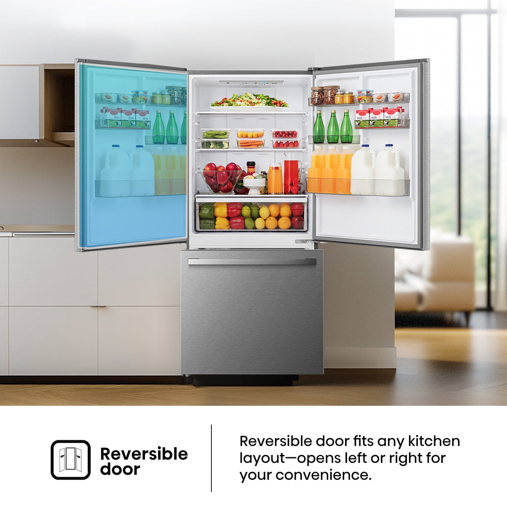 Purespace 17.2-Cu Ft Counter-Depth 32-In Wide Bottom-Freezer Refrigerator Fingerprint Resistant Stainless Steel ) ENERGY STAR Certified