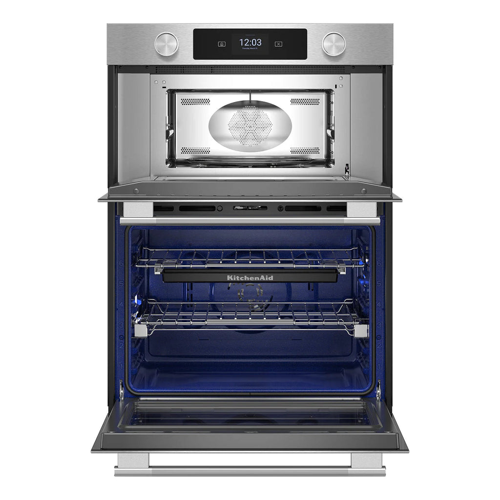 30 Inch Self + Steam Cleaning Air Fry Smart Compatible Microwave Wall Oven Combo ( Printshield Stainless )