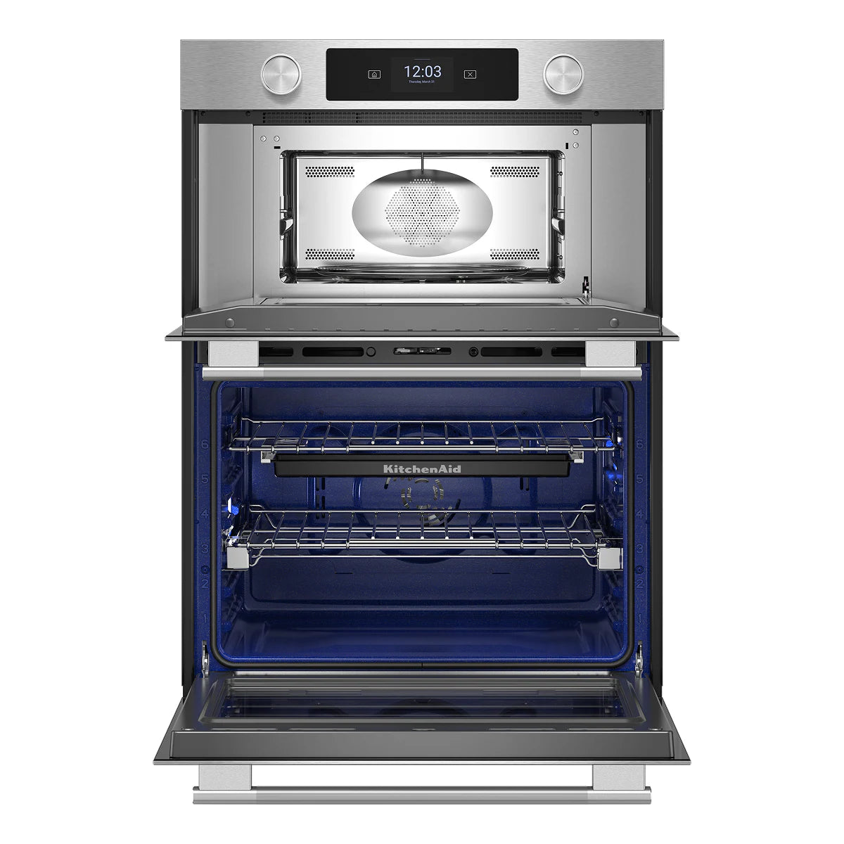 30 Inch Self + Steam Cleaning Air Fry Smart Compatible Microwave Wall Oven Combo ( Printshield Stainless )