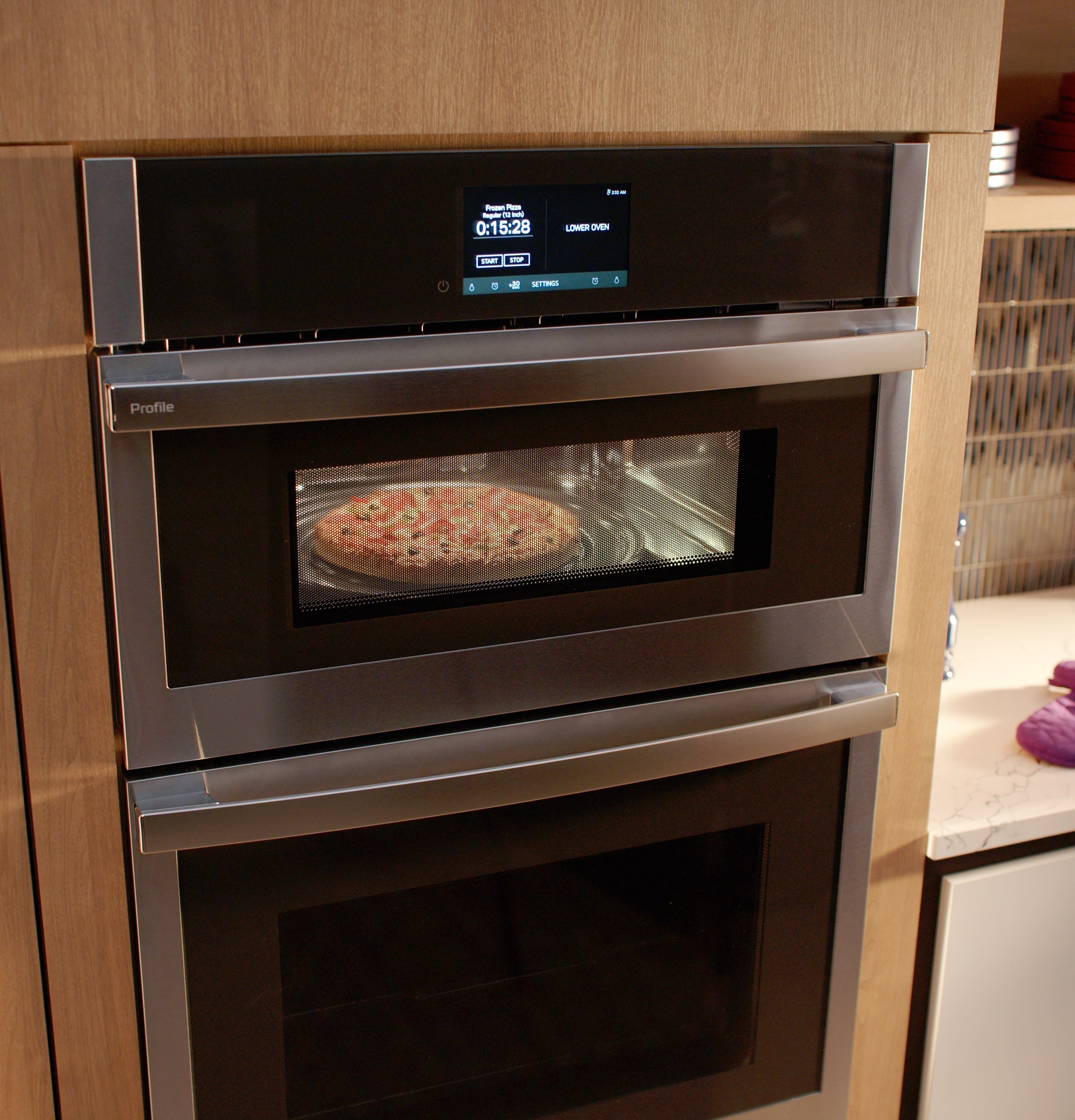 Profile 30 Inch Self + Steam Cleaning Air Fry Microwave Wall Oven Combo ( Stainless Steel )