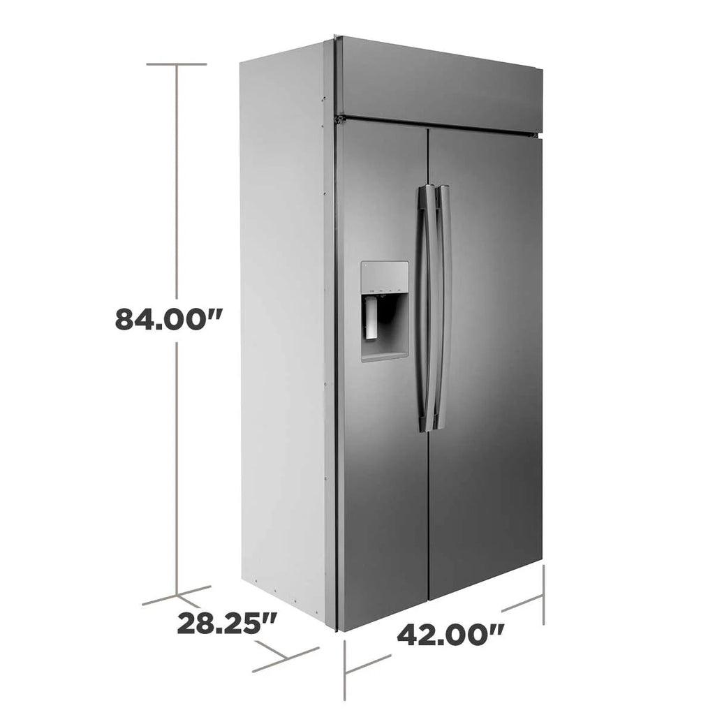Profile 24.5-Cu Ft Counter-Depth 42-In Wide Side-By-Side Refrirator Built-In Smart Compatible with Ice Maker ,Water and Ice Dispenser ( Stainless Steel )