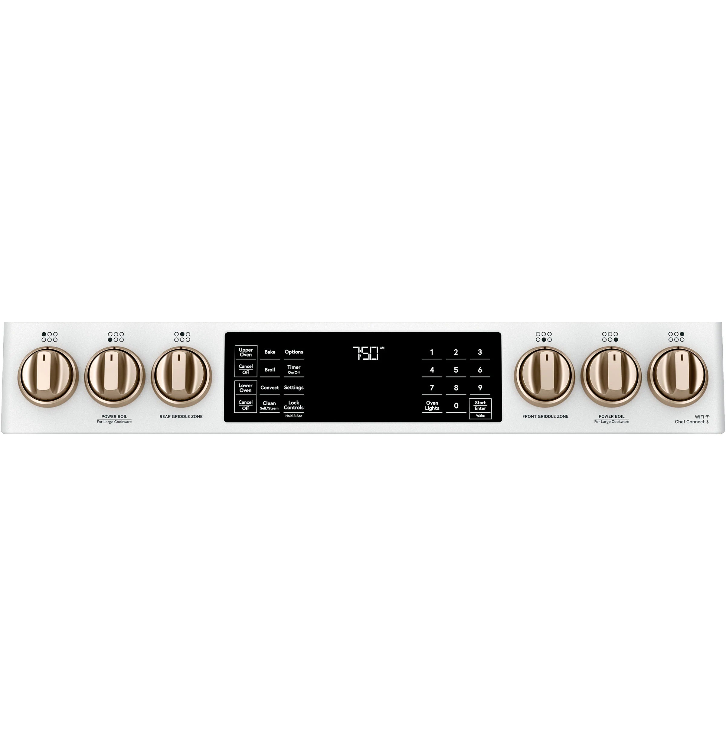 30-In 6 Burners 4.3-Cu Ft / 2.4-Cu Ft Air Fry Convection Oven Slide-In Double Oven Gas Range ( Matte White with Brushed Bronze Handles )