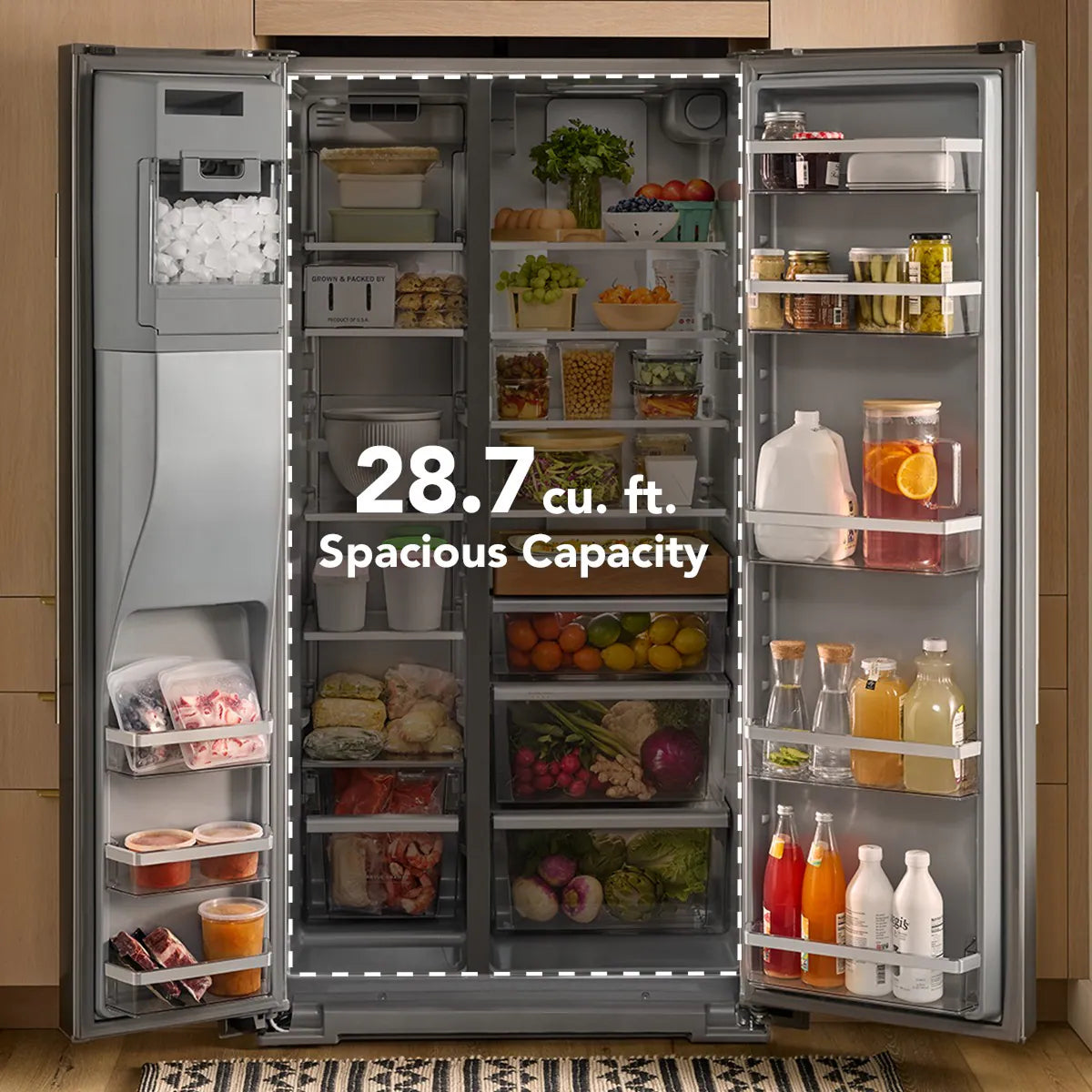 28.7-Cu Ft Standard-Depth 36-In Wide Side-By-Side Refrigerator with Ice Maker ,Water and Ice Dispenser ( Fingerprint Resistant Stainless Steel ) ENERGY STAR Certified