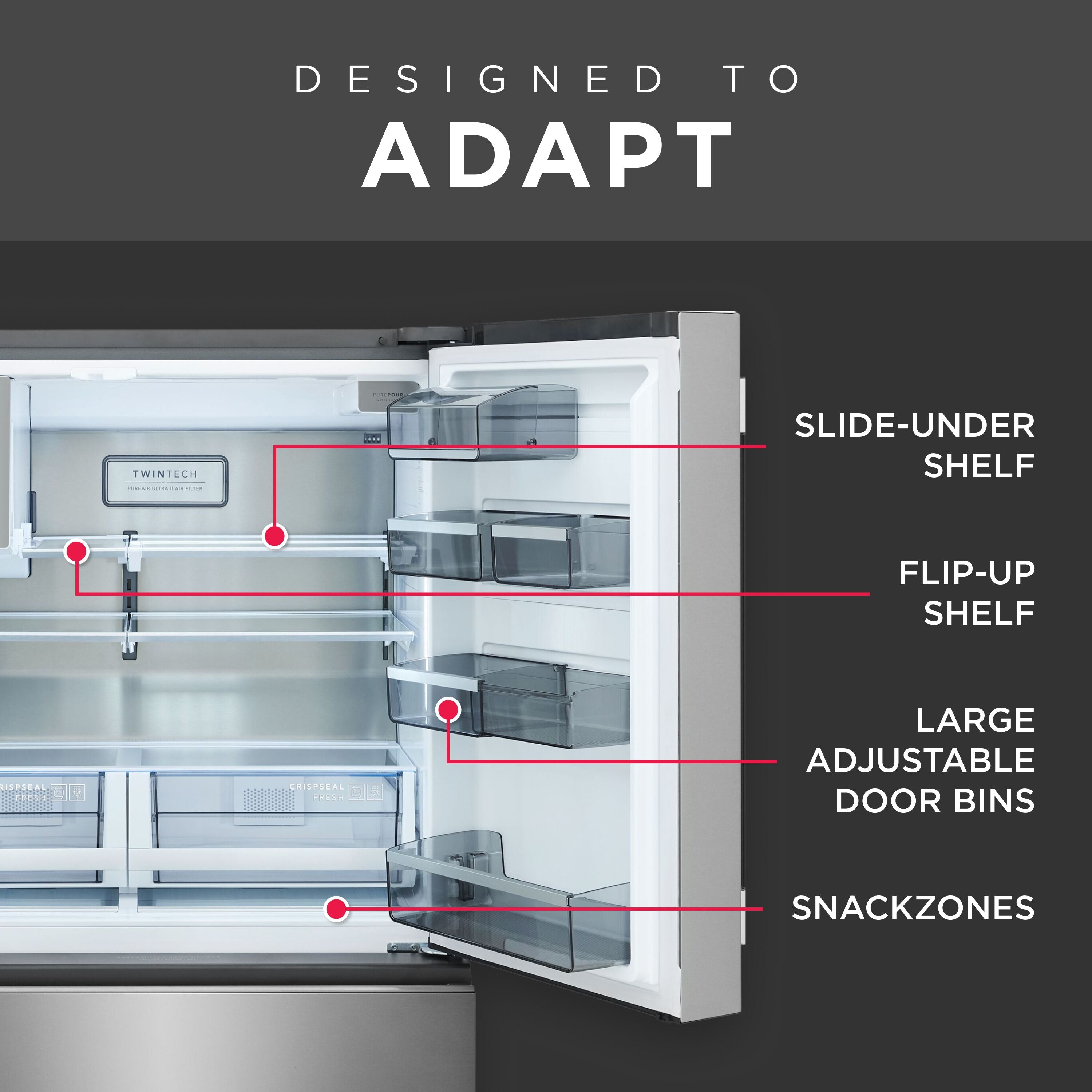 Professional Counter-Depth Professional 21.4-Cu Ft 36-In Wide French Door Refrigerator with Dual Ice Maker ( Smudge Proof Stainless Steel ) ENERGY STAR Certified