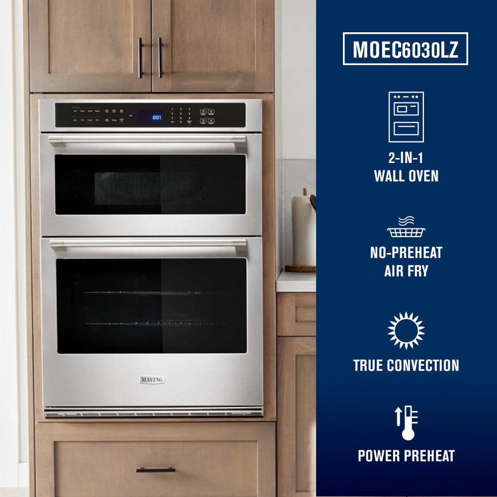 30 Inch Self-Cleaning Air Fry Microwave Wall Oven Combo ( Fingerprint Resistant Stainless Steel )