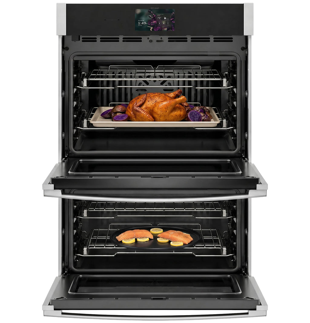 Profile 30 Inch Double Electric Wall Oven with Air Fry Self + Steam Cleaning ( Stainless Steel )