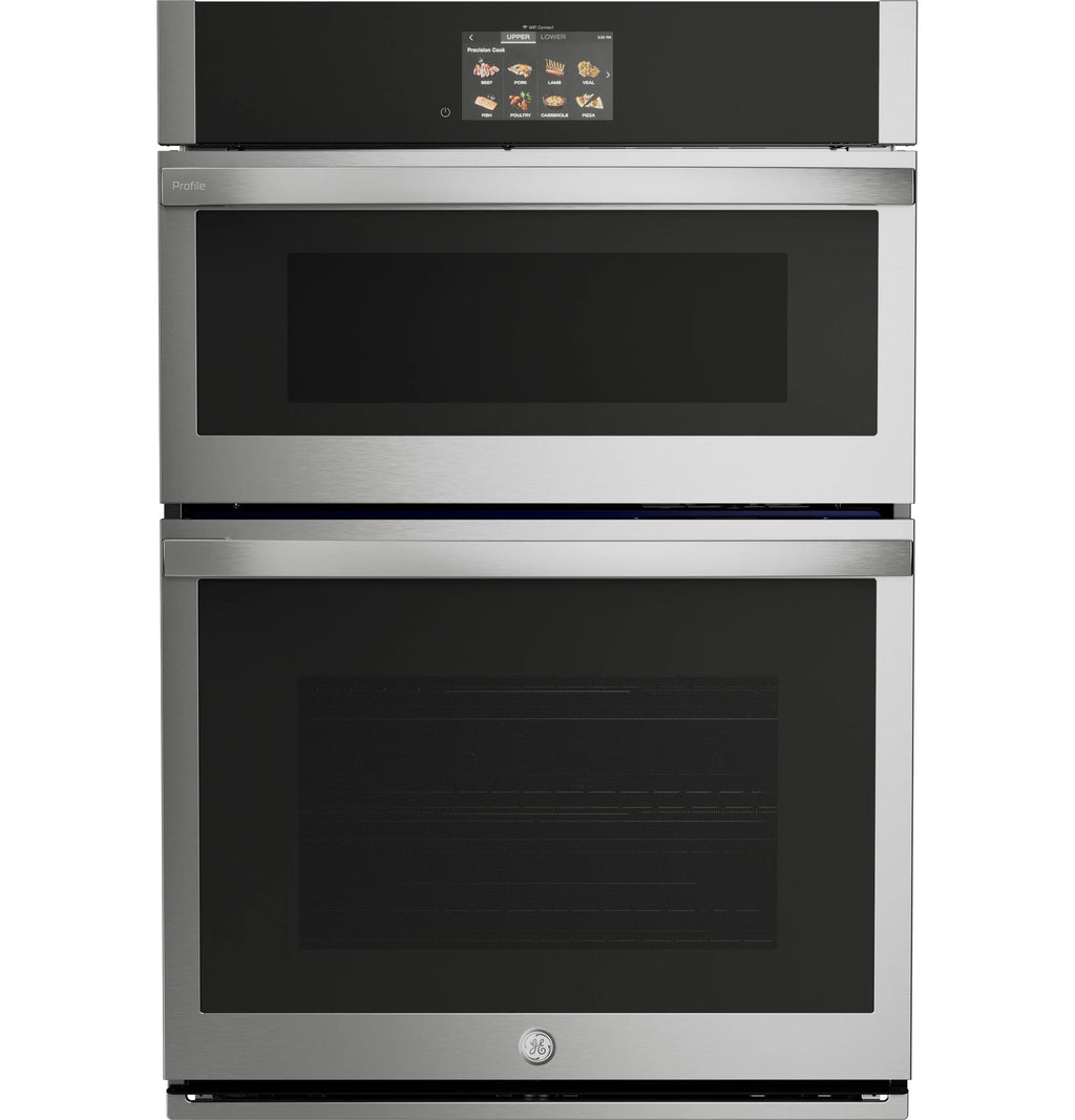 Profile 30 Inch Self + Steam Cleaning Air Fry Microwave Wall Oven Combo ( Stainless Steel )