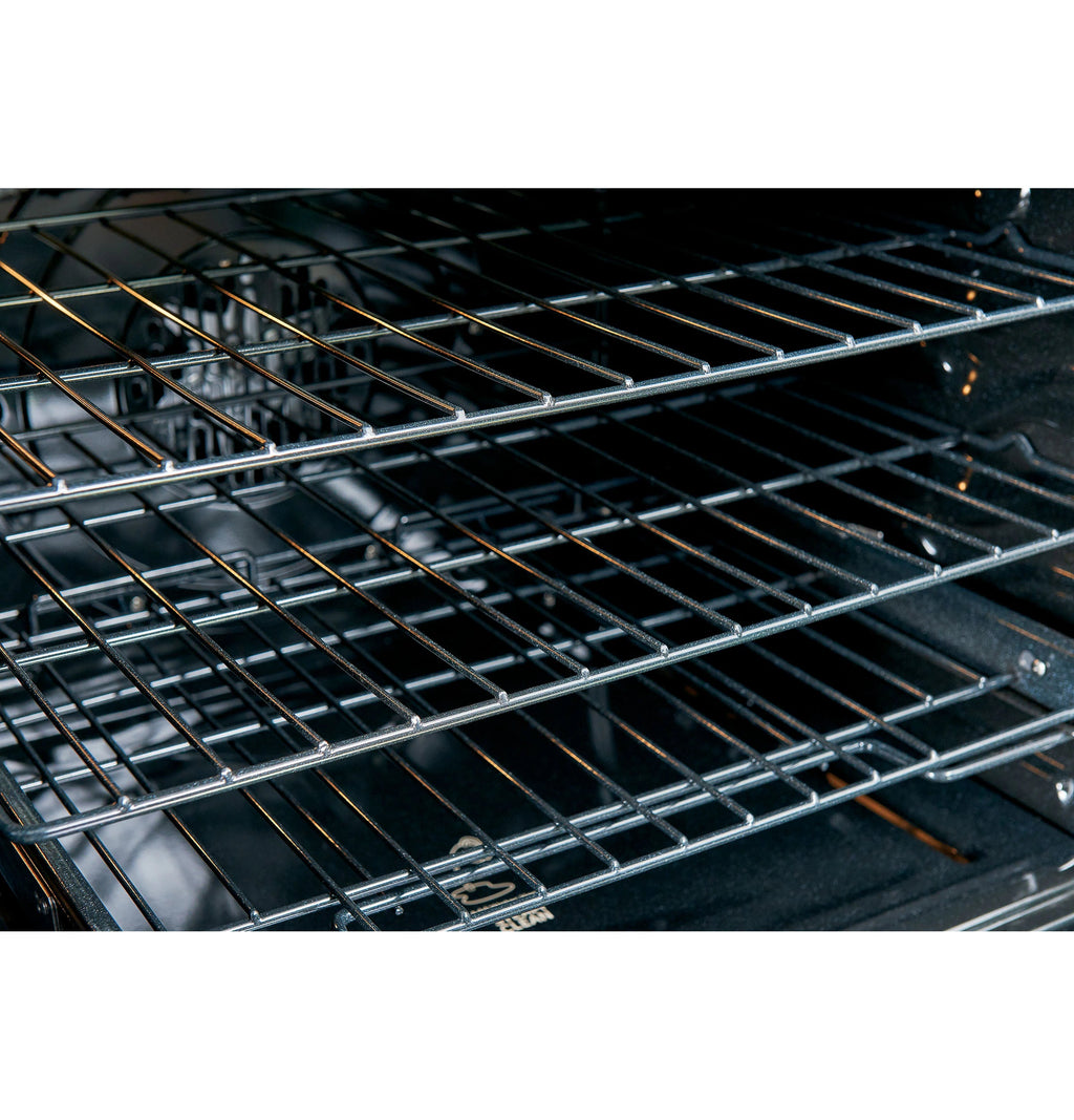 30-In 6 Burners 4.3-Cu Ft / 2.4-Cu Ft Air Fry Convection Oven Slide-In Double Oven Gas Range ( Matte White with Brushed Bronze Handles )