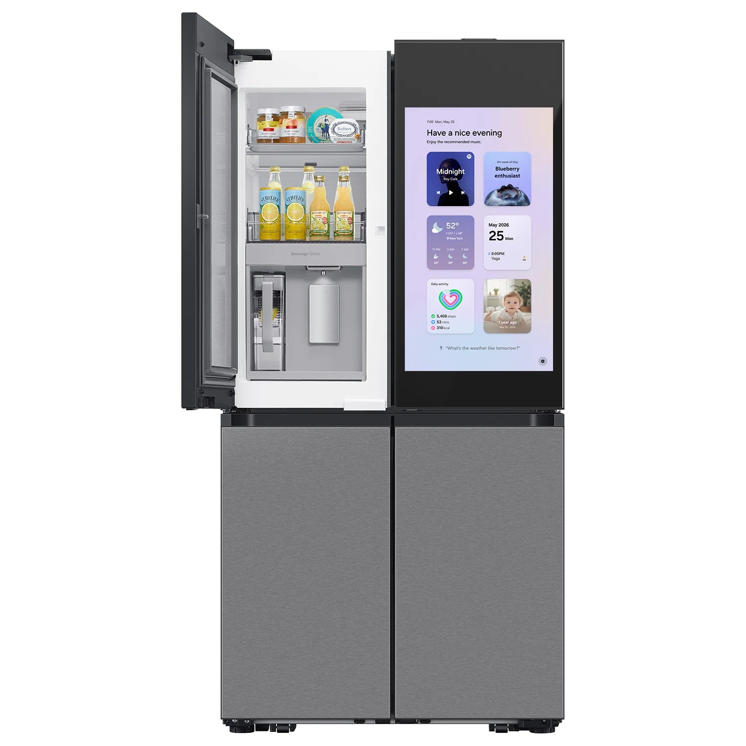 Bespoke AI Standard-Depth Family Hub 32" 29-Cu Ft 36-In Wide French Door Refrigerator with Dual Ice Maker and Door within Door ( Fingerprint Resistant Stainless Steel ) ENERGY STAR Certified
