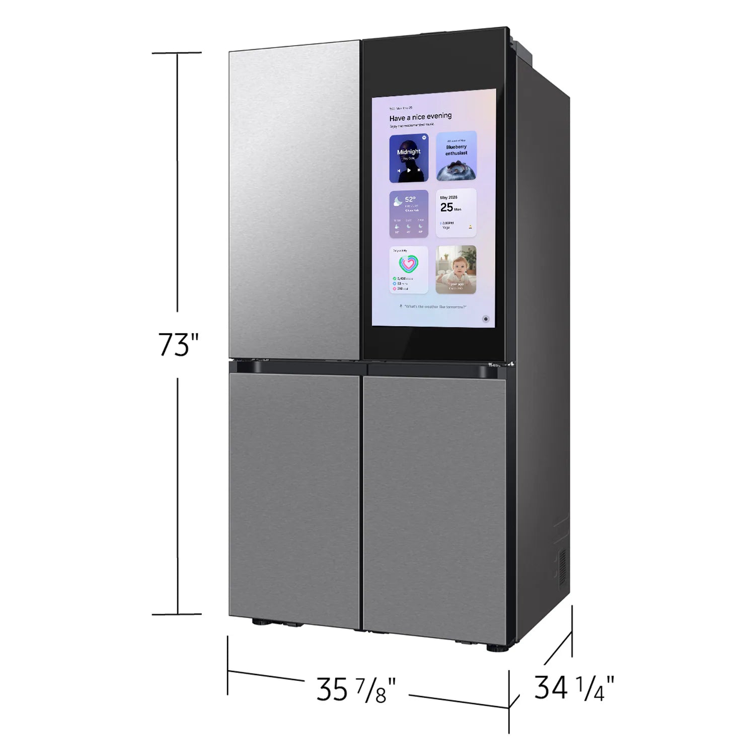 Bespoke AI Standard-Depth Family Hub 32" 29-Cu Ft 36-In Wide French Door Refrigerator with Dual Ice Maker and Door within Door ( Fingerprint Resistant Stainless Steel ) ENERGY STAR Certified