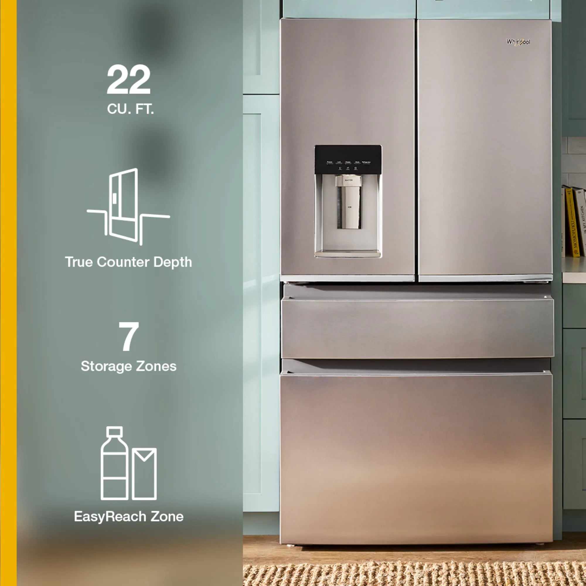Counter-Depth Wide True Counter Depth 21.86-Cu Ft 36-In Wide French Door Refrigerator with Ice Maker ( Fingerprint-Resistant Stainless Finish ) ENERGY STAR Certified