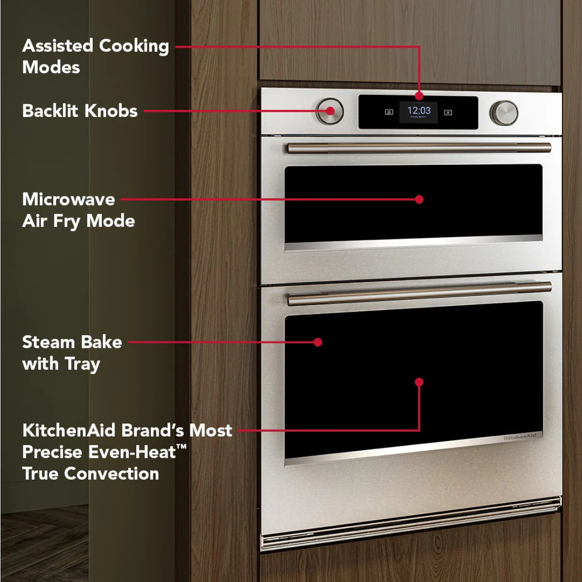 30 Inch Self + Steam Cleaning Air Fry Smart Compatible Microwave Wall Oven Combo ( Printshield Stainless )