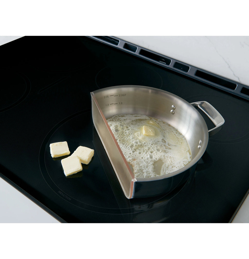 30-In 5 Burners 4.3-Cu Ft , 2.4-Cu Ft Air Fry Convection Oven Slide-In Double Induction Range ( Matte White with Brushed Bronze Handles )